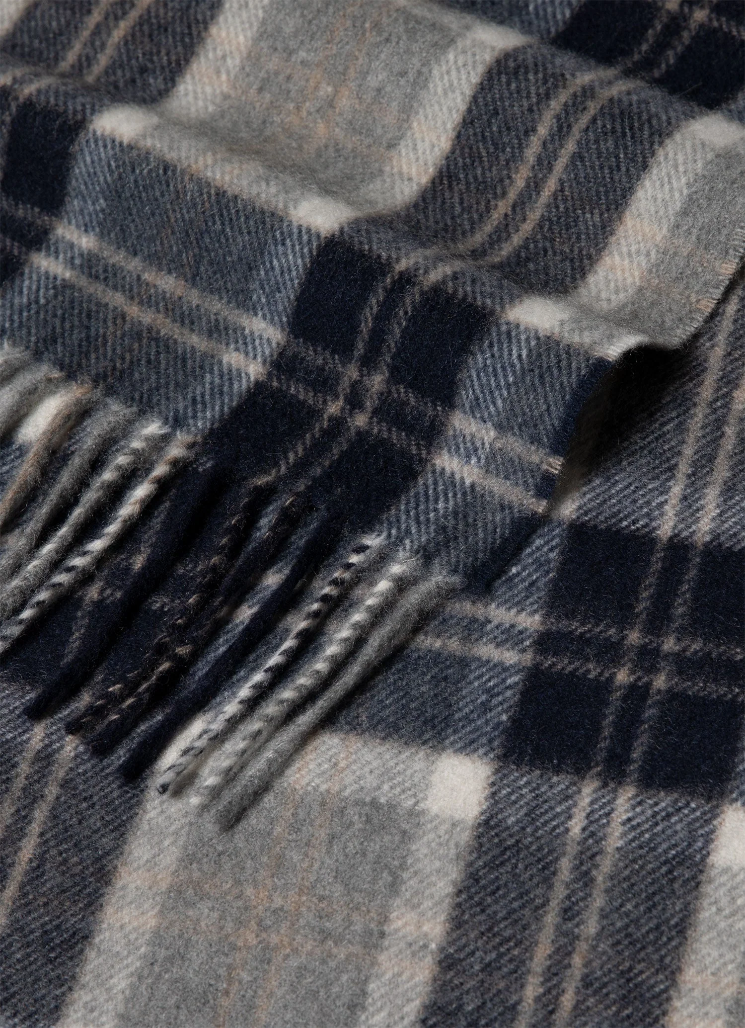 Cashmere Scarf in Navy Check - Image 2