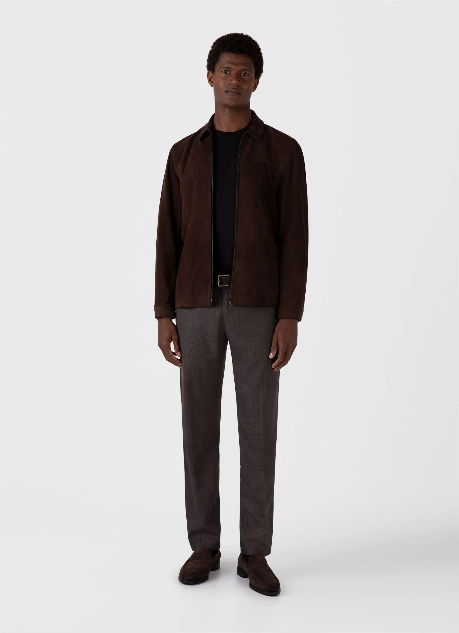 Men's Suede Harrington Jacket in Cocoa - Image 3