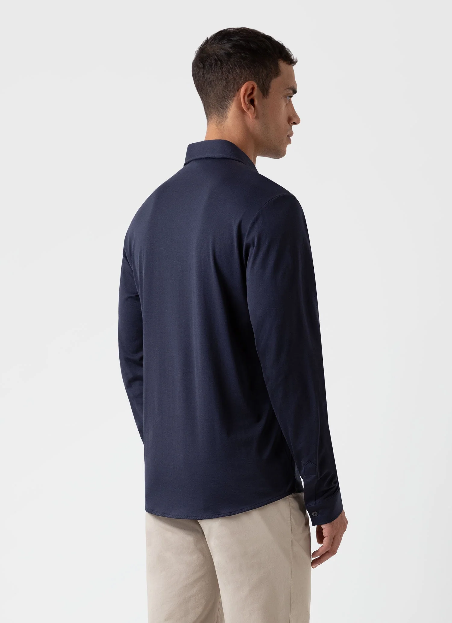 Men's Classic Jersey Shirt in Navy - Image 4