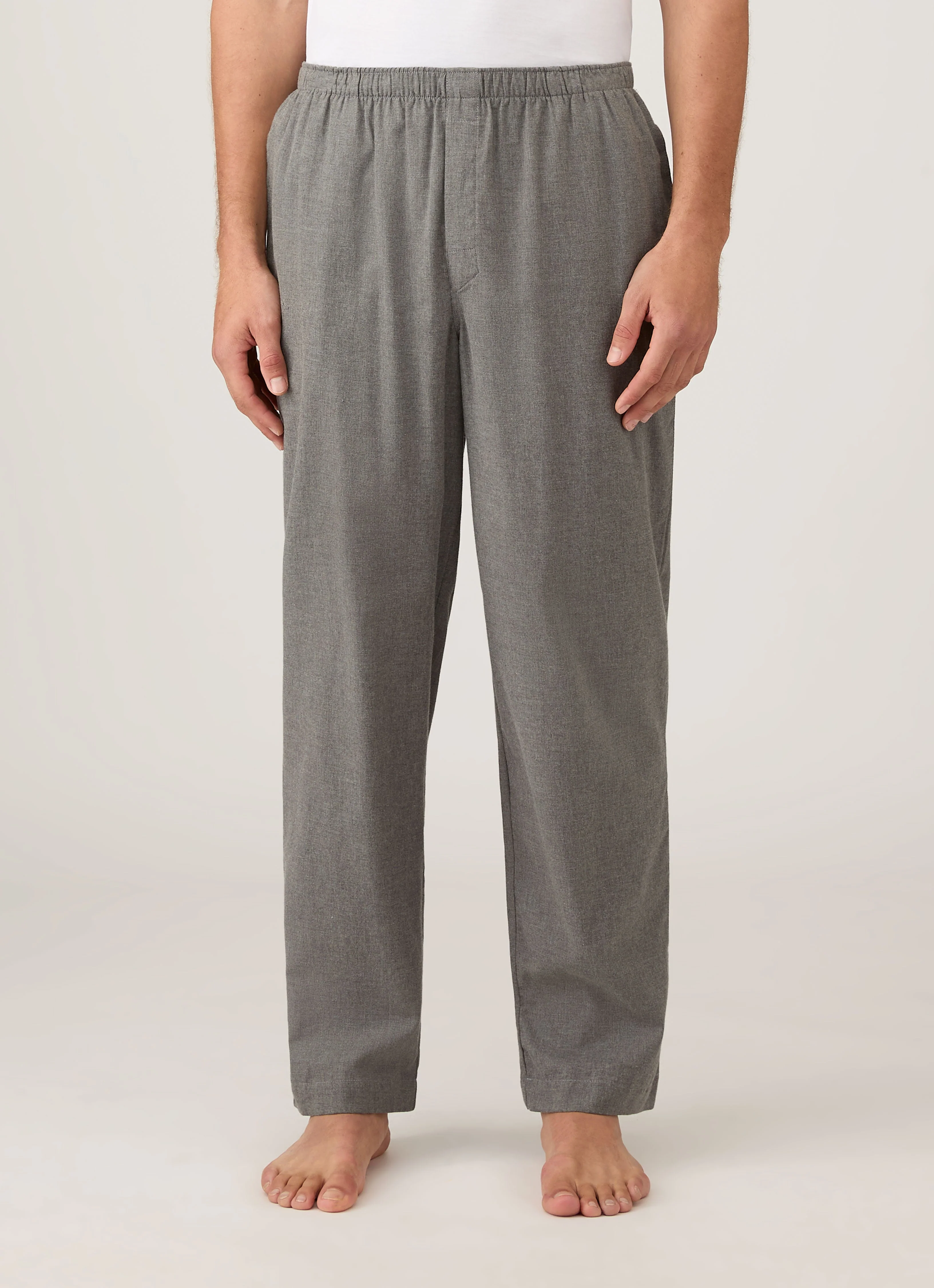 Men's Cotton Flannel Pyjama Trouser in Mid Grey Melange - Image 2