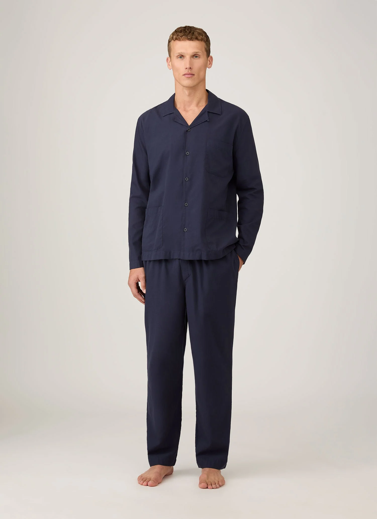 Men's Cotton Flannel Pyjama Trouser in Navy - Image 3
