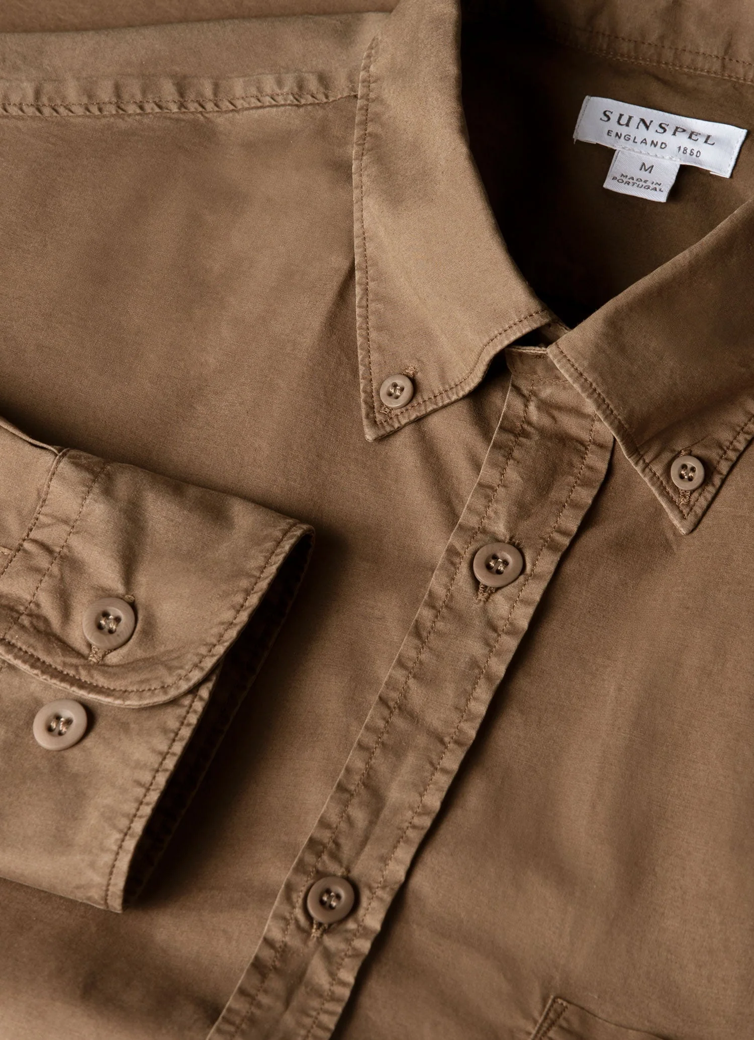 Men's Button Down Poplin Shirt in Dark Cedar - Image 4