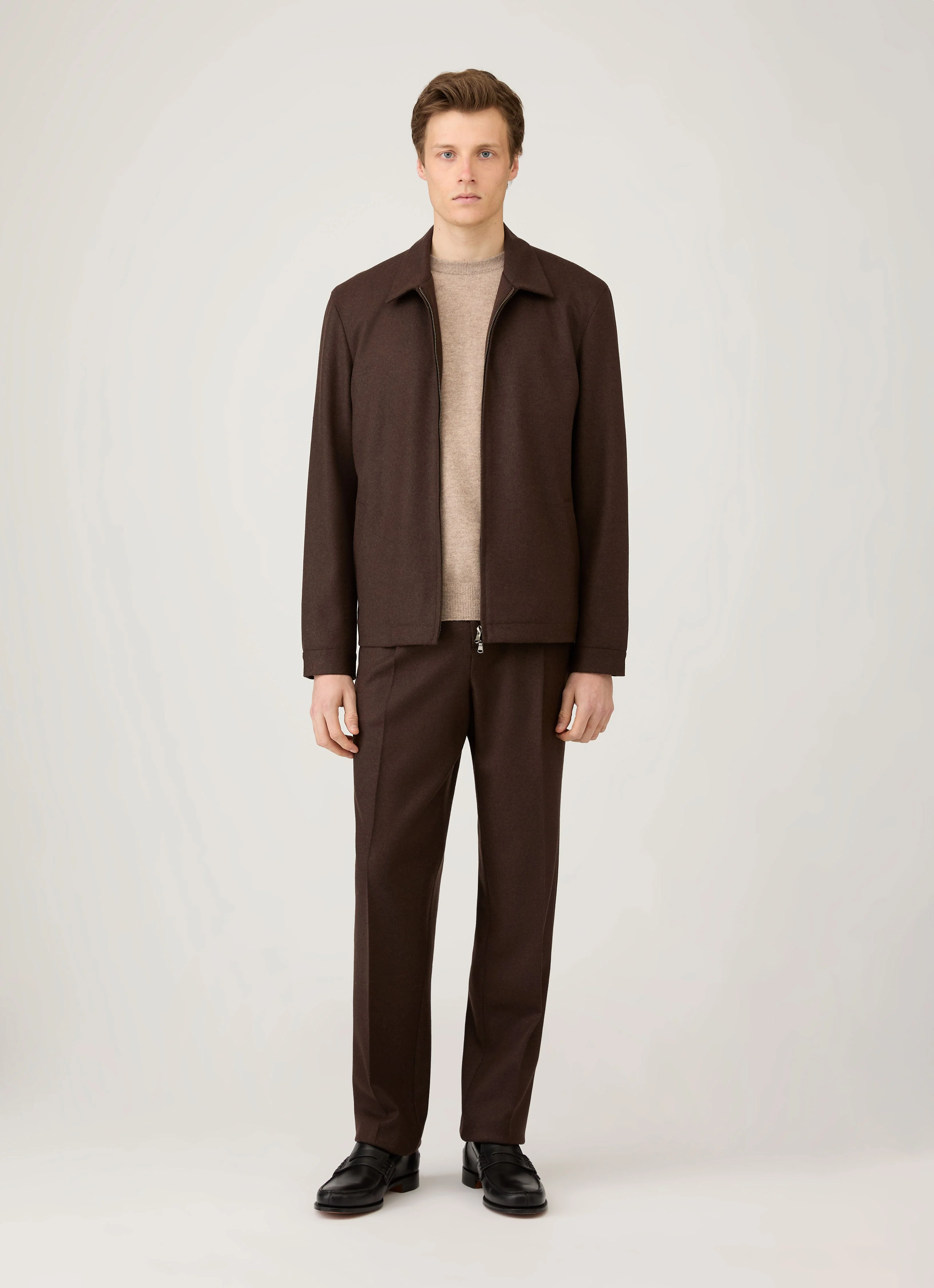 Men's Cashmere Crew Neck Jumper in Oatmeal Melange - Image 3