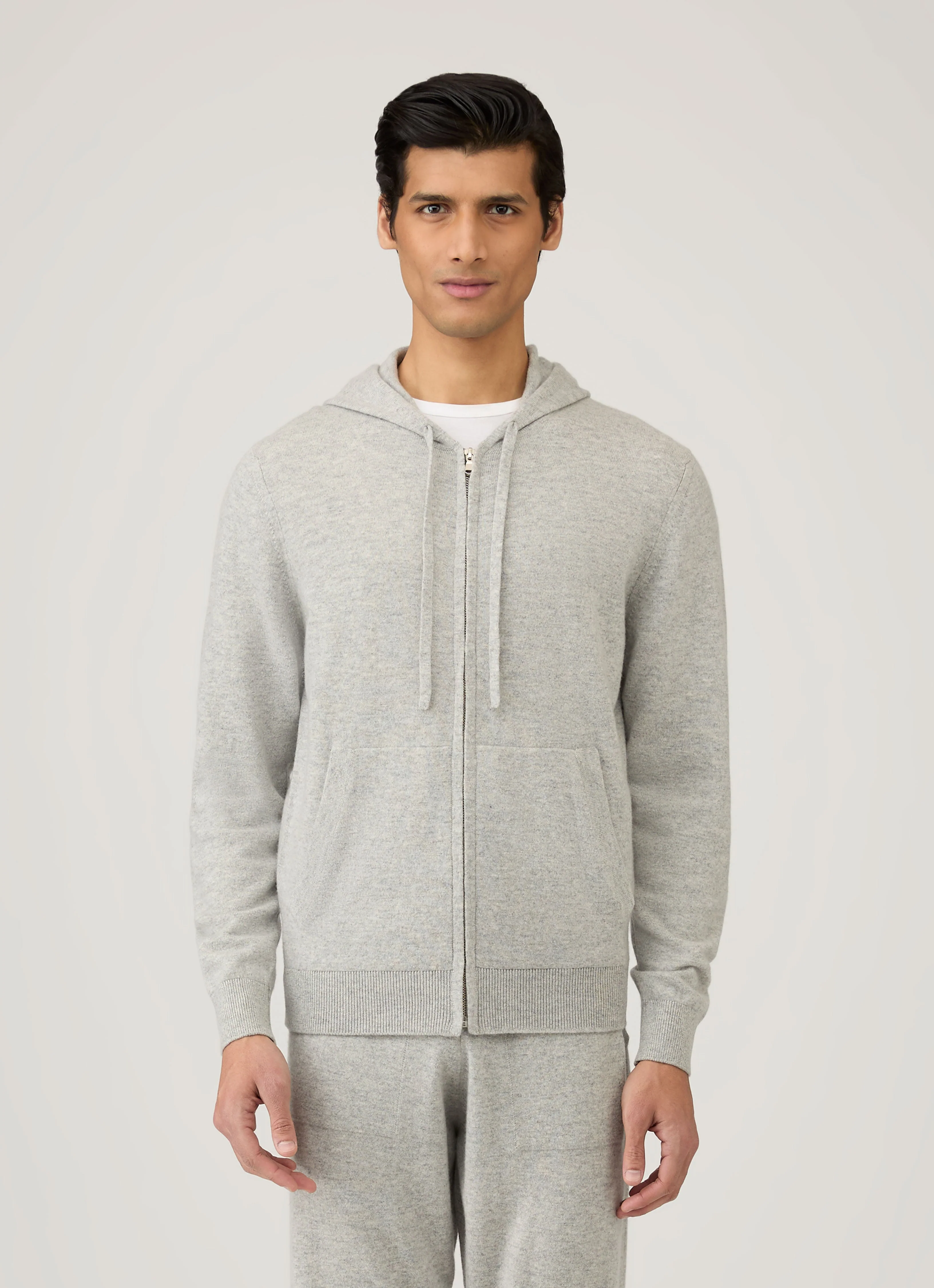 Men's Cashmere Hoodie in Grey Melange - Image 2