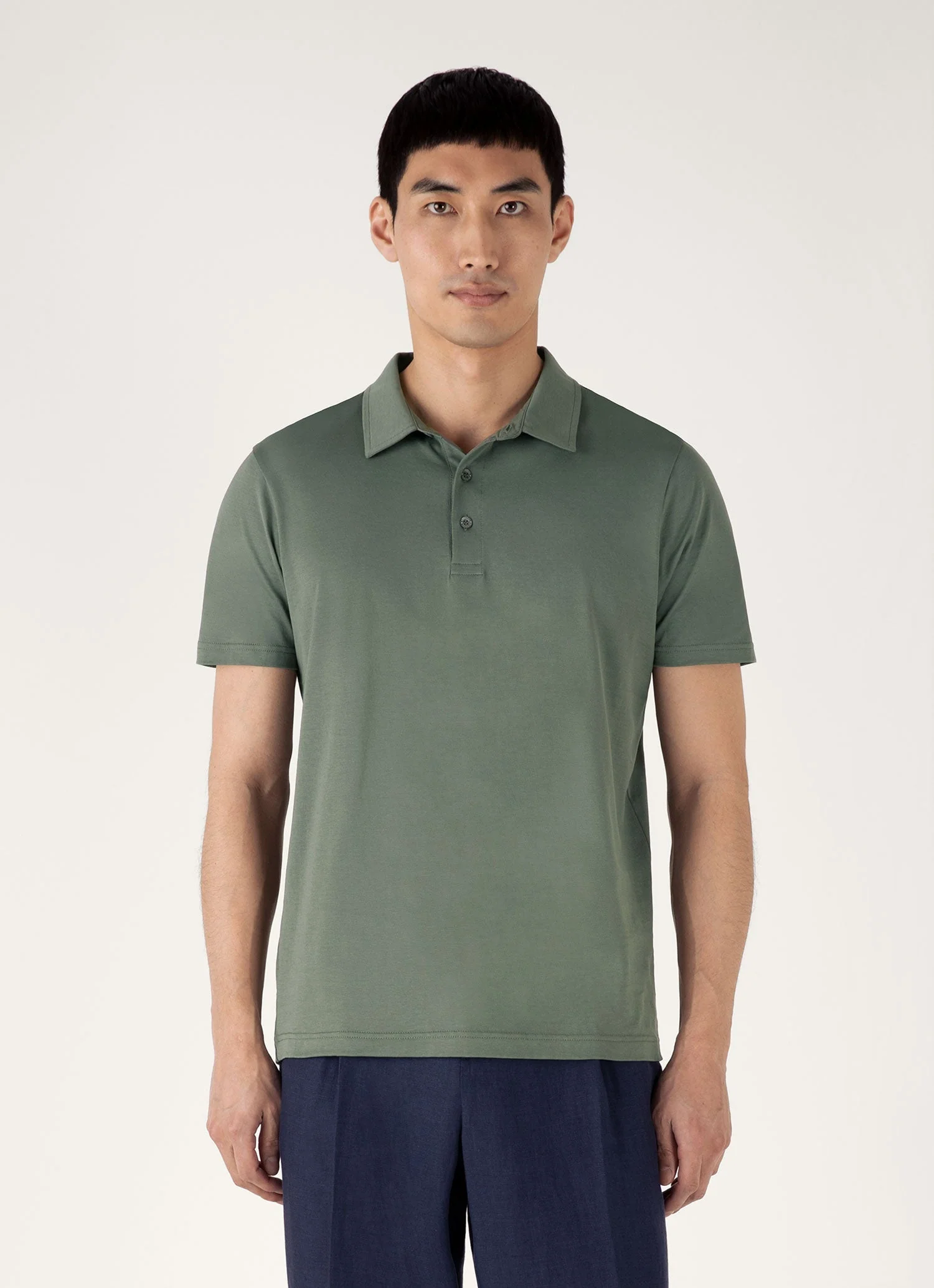 Men's Classic Jersey Polo Shirt in Dusk Green - Image 2