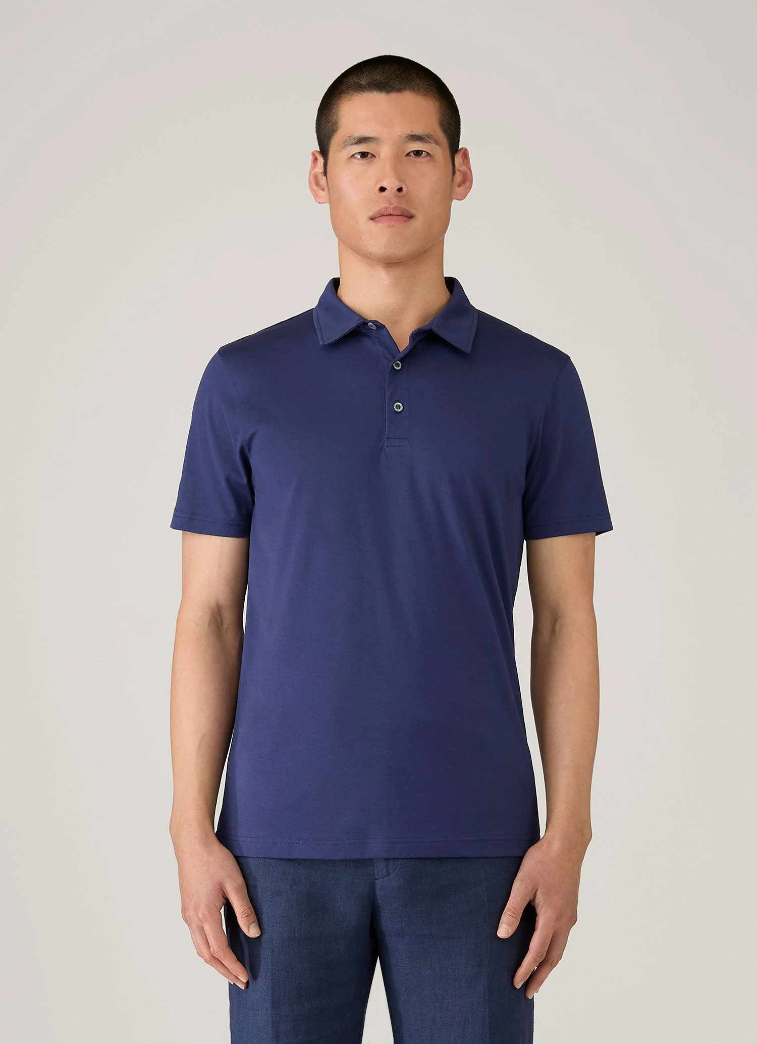 Men's Classic Jersey Polo Shirt in Ink Blue - Image 2