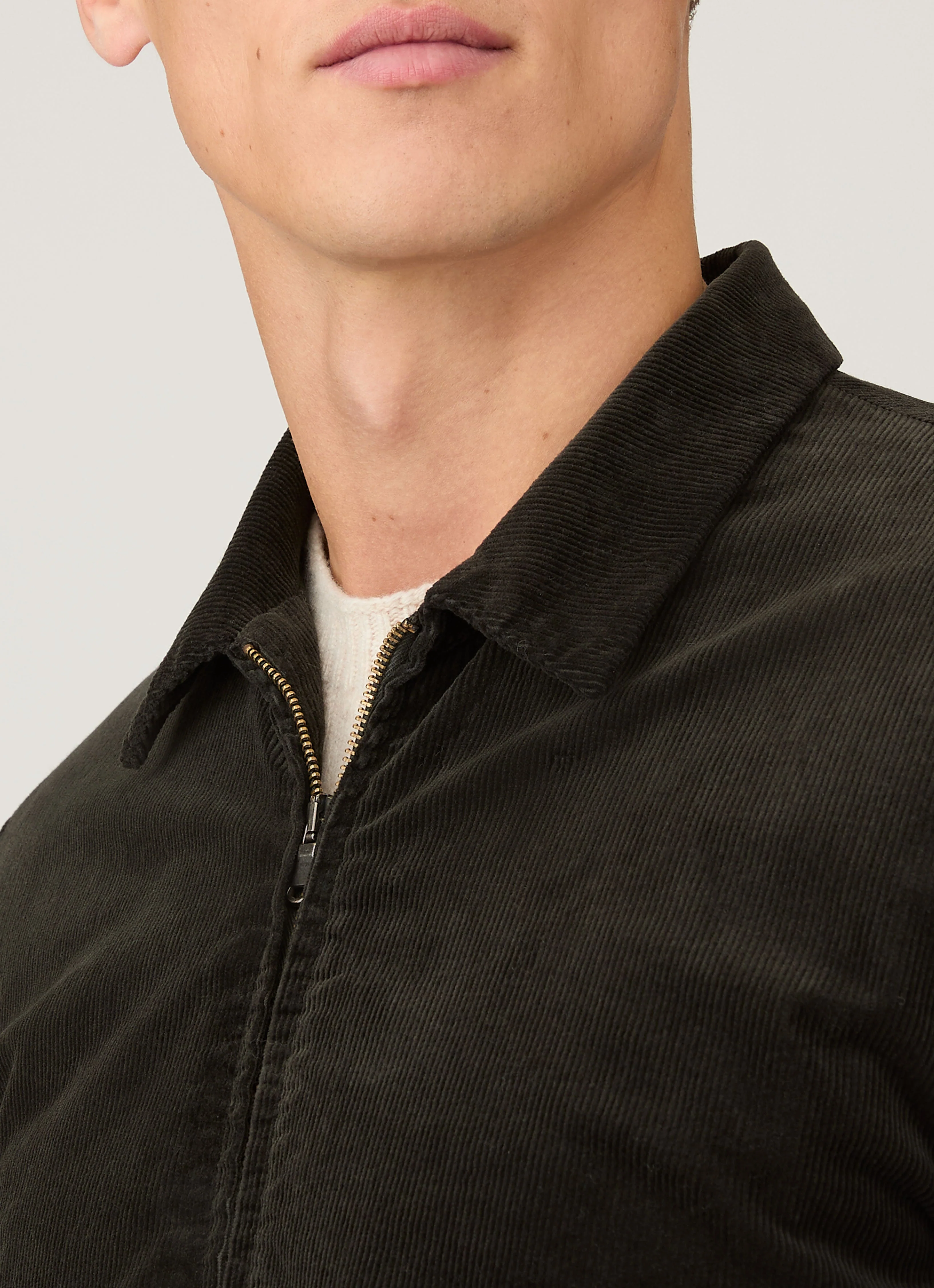 Men's Corduroy Harrington Jacket in Dark Green - Image 6