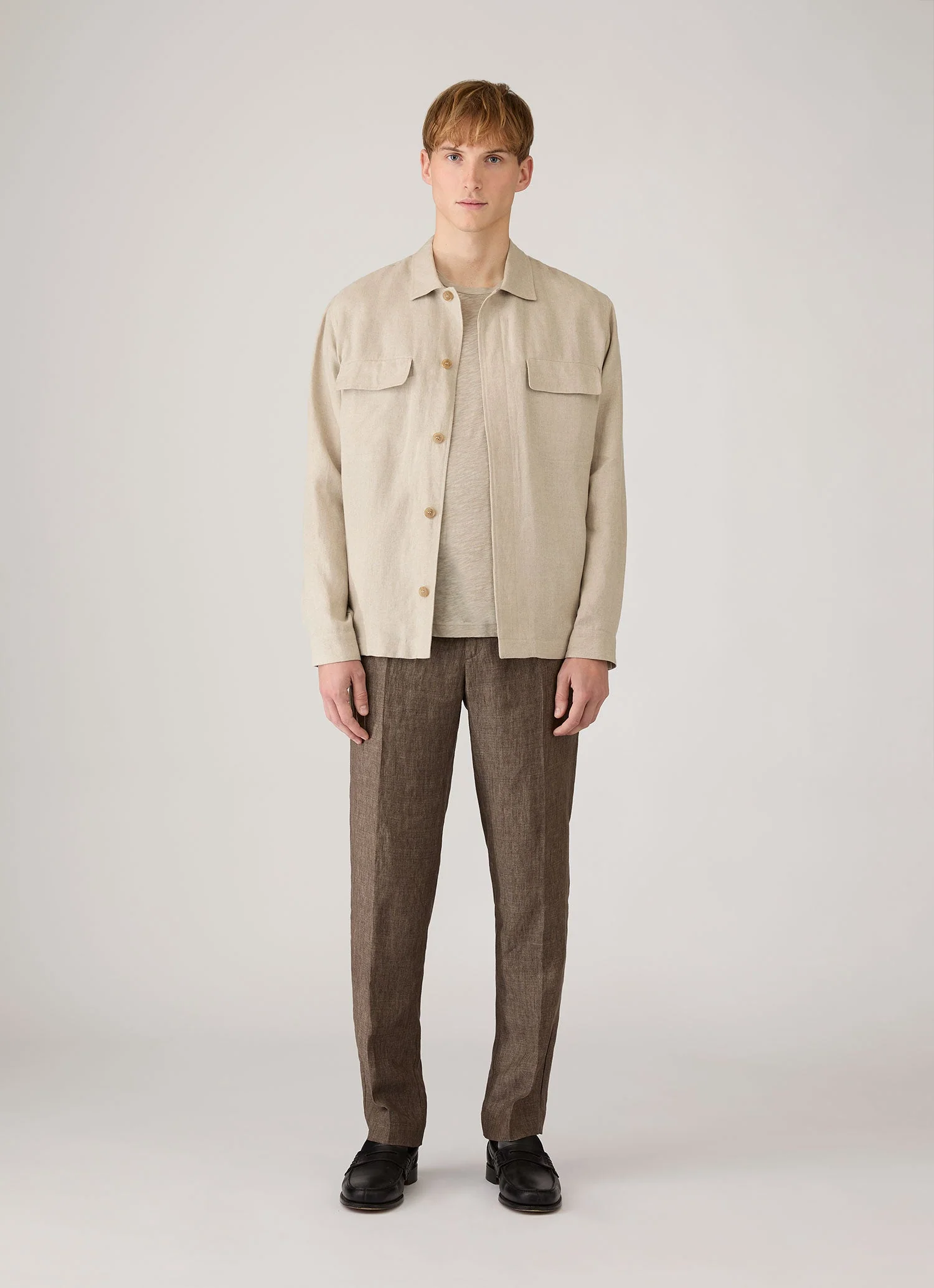 Men's Cotton Linen T-shirt in Ash - Image 3
