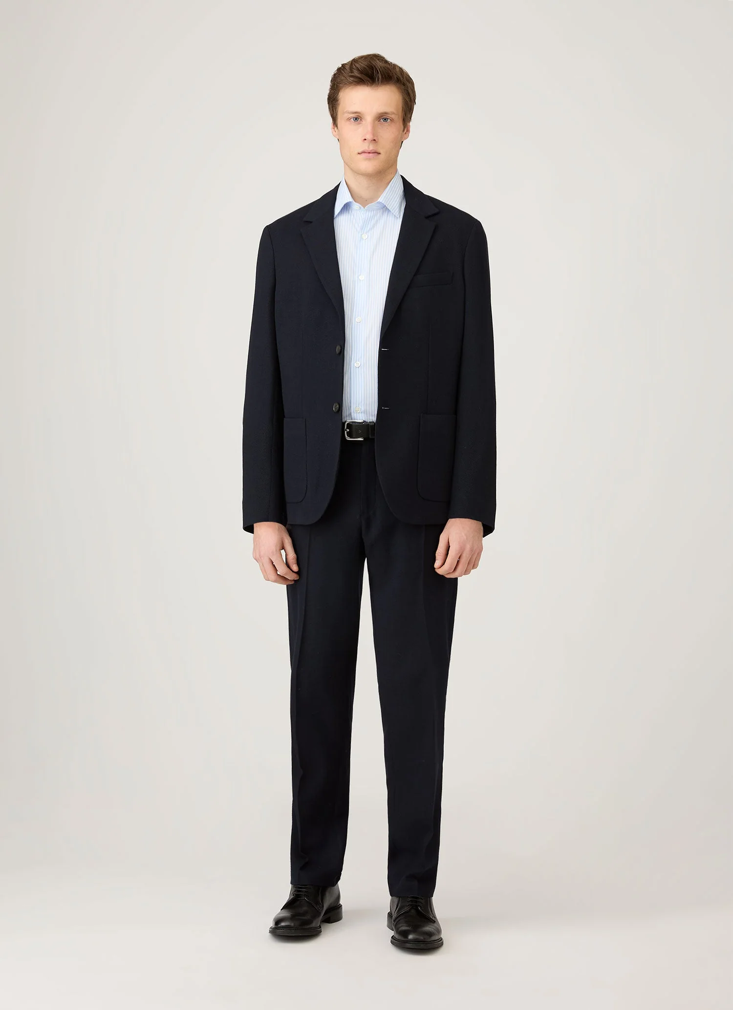 Men's Smart Poplin Shirt in White/Light Blue - Image 3