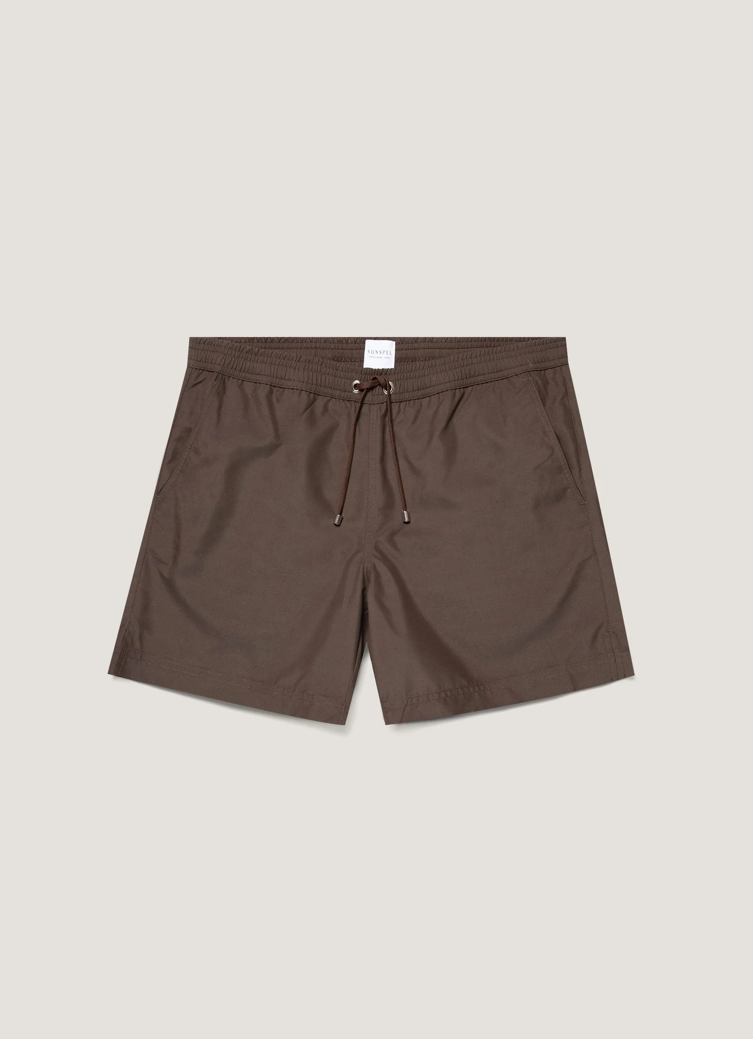 Men's Drawstring Swim Shorts in Dark Walnut