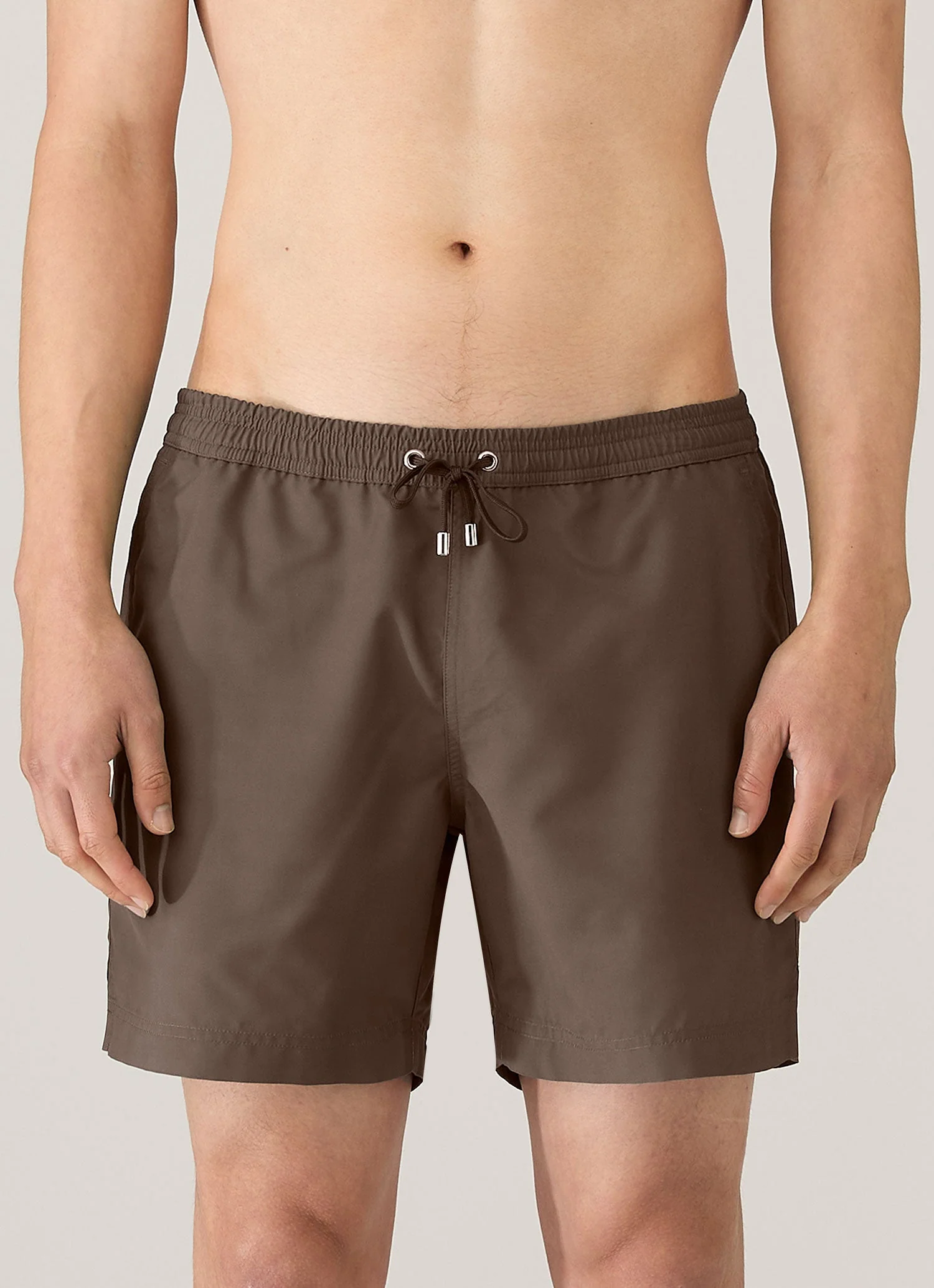 Men's Drawstring Swim Shorts in Dark Walnut - Image 2
