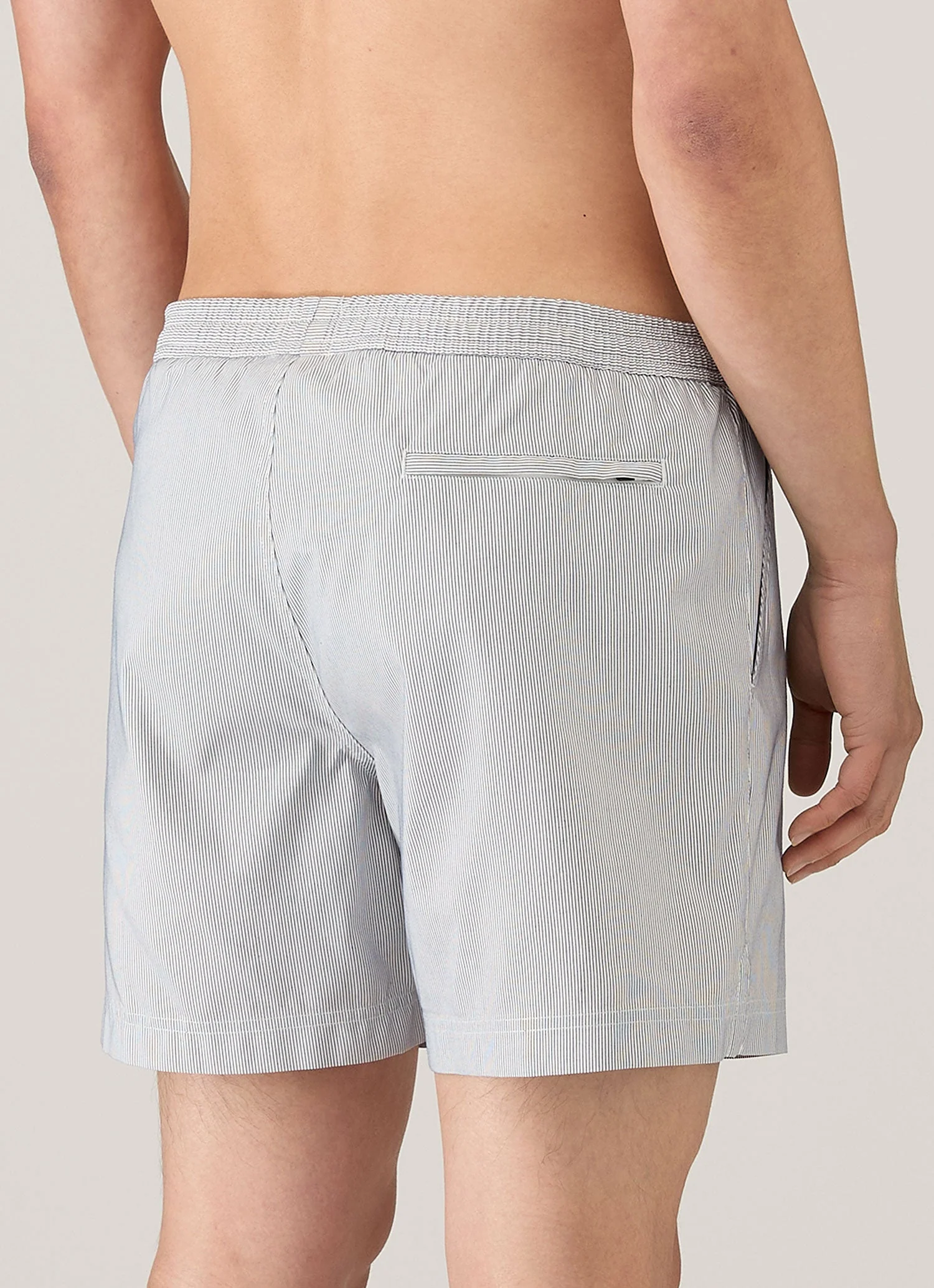 Men's Drawstring Swim Shorts in Navy/White - Image 5