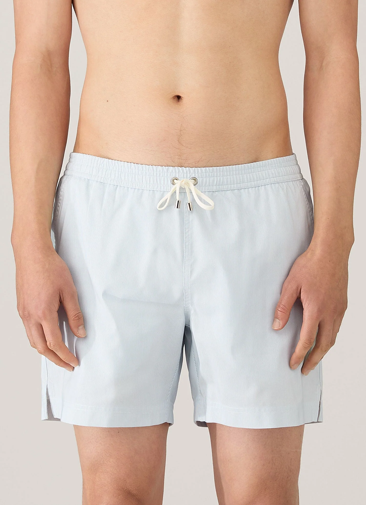 Men's Drawstring Swim Shorts in Sky Blue/White - Image 2