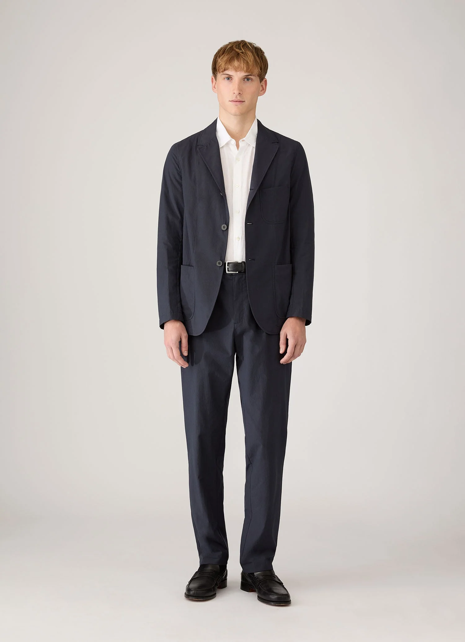 Men's Lightweight Cotton Poplin Jacket in Navy - Image 3