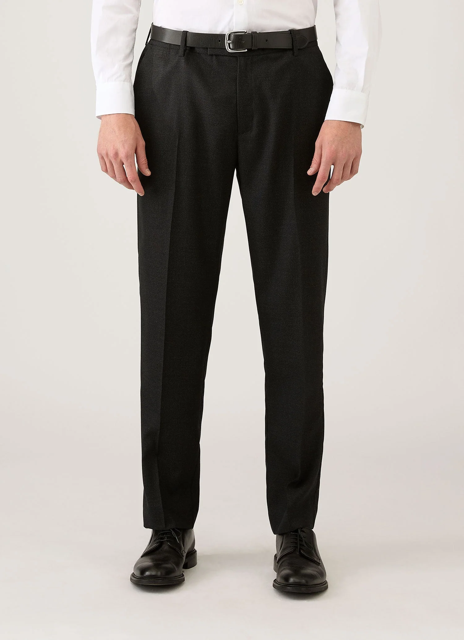 Men's Lightweight Travel Wool Trouser in Dark Charcoal Melange - Image 2