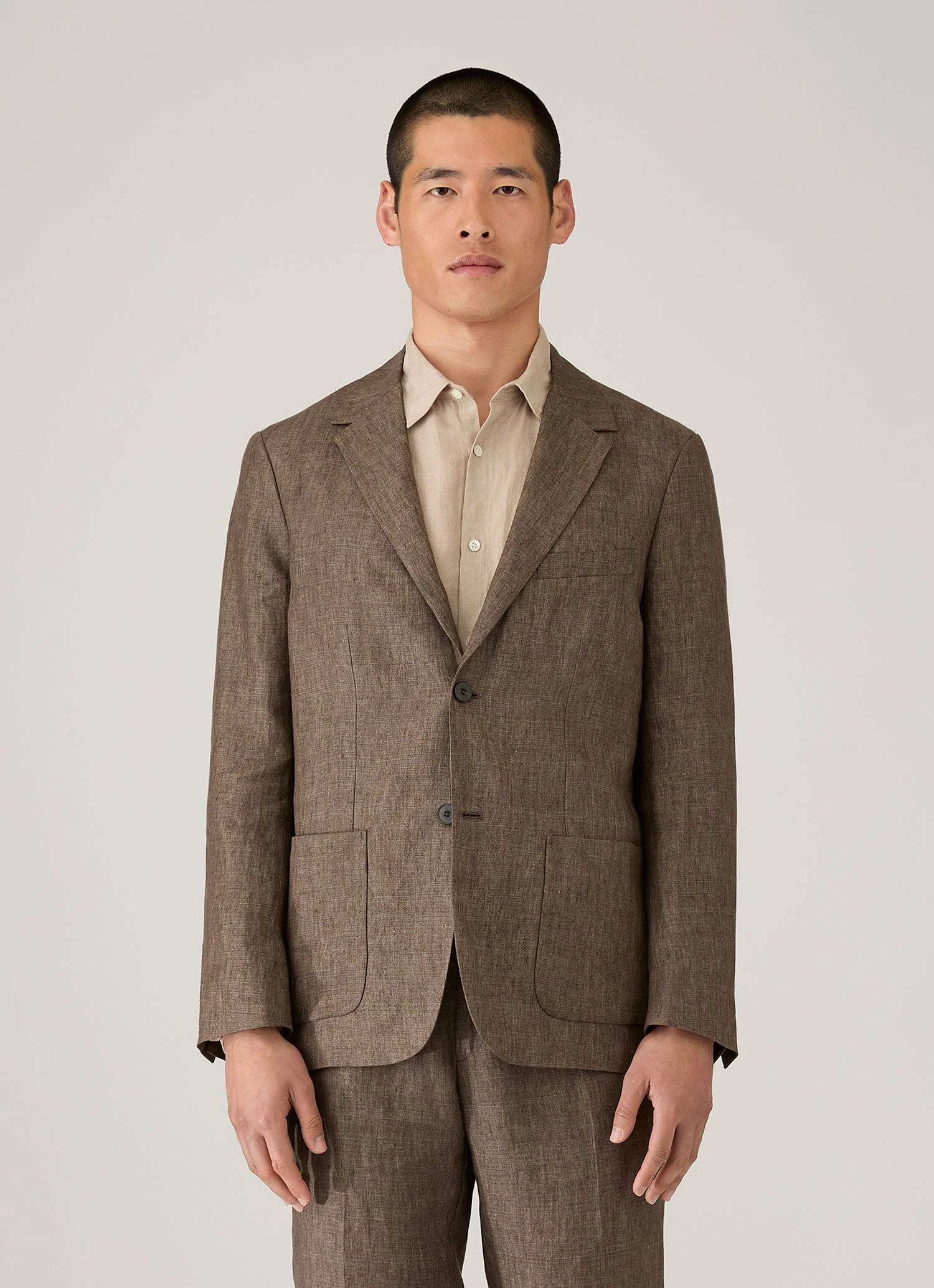 Men's Linen Blazer in Dark Walnut - Image 2