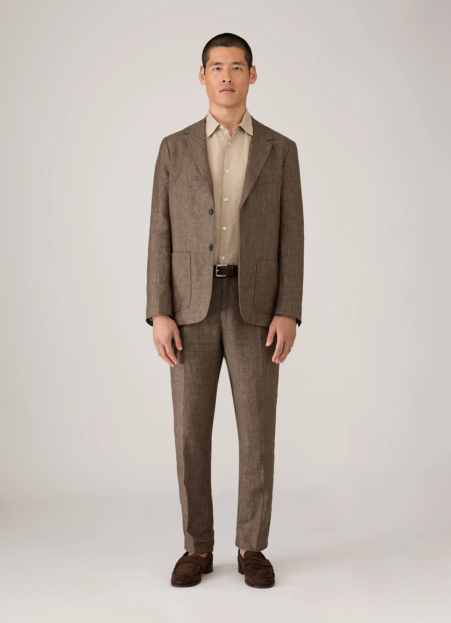 Men's Linen Blazer in Dark Walnut - Image 3