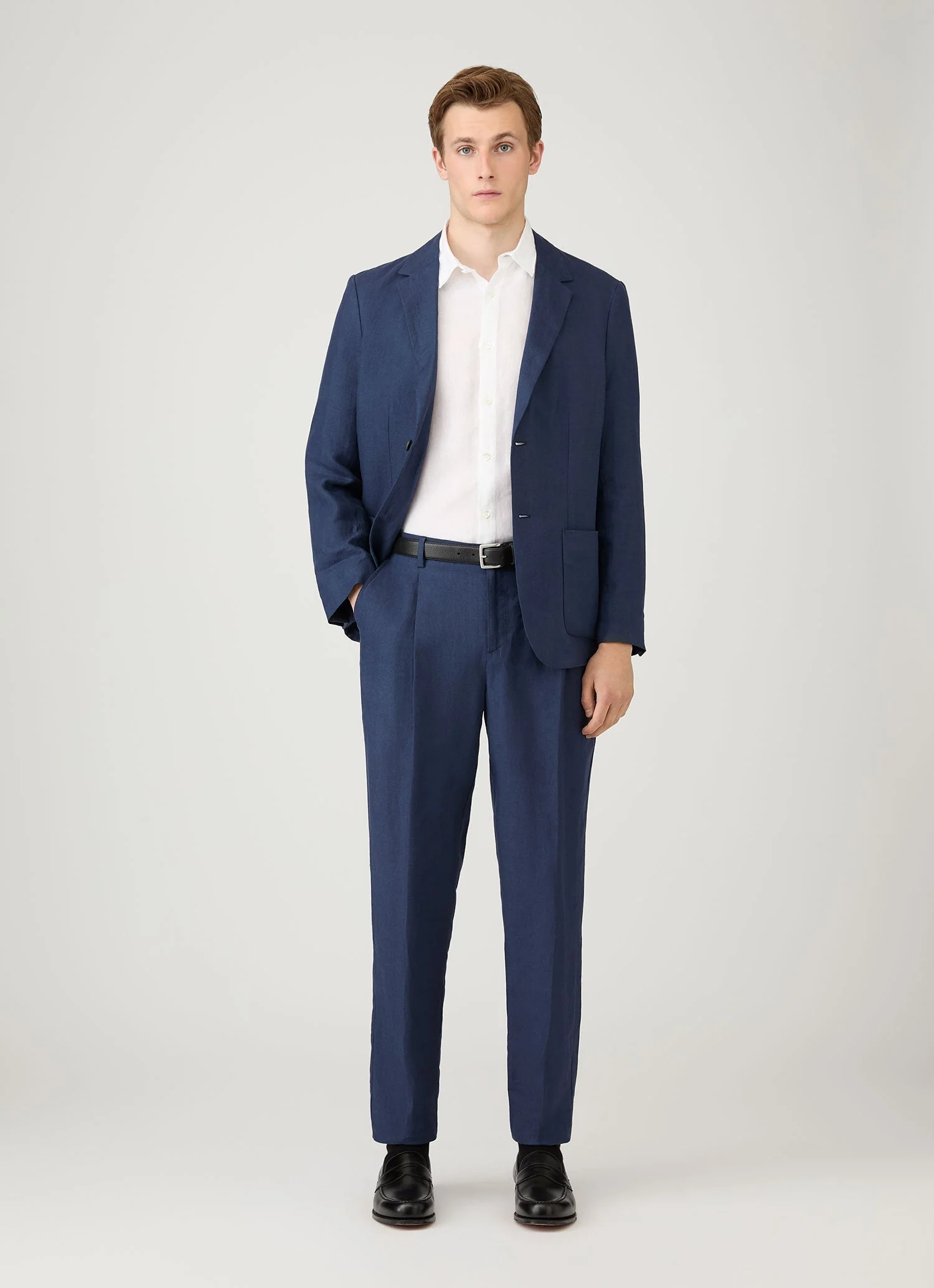 Men's Linen Blazer in Light Navy - Image 3