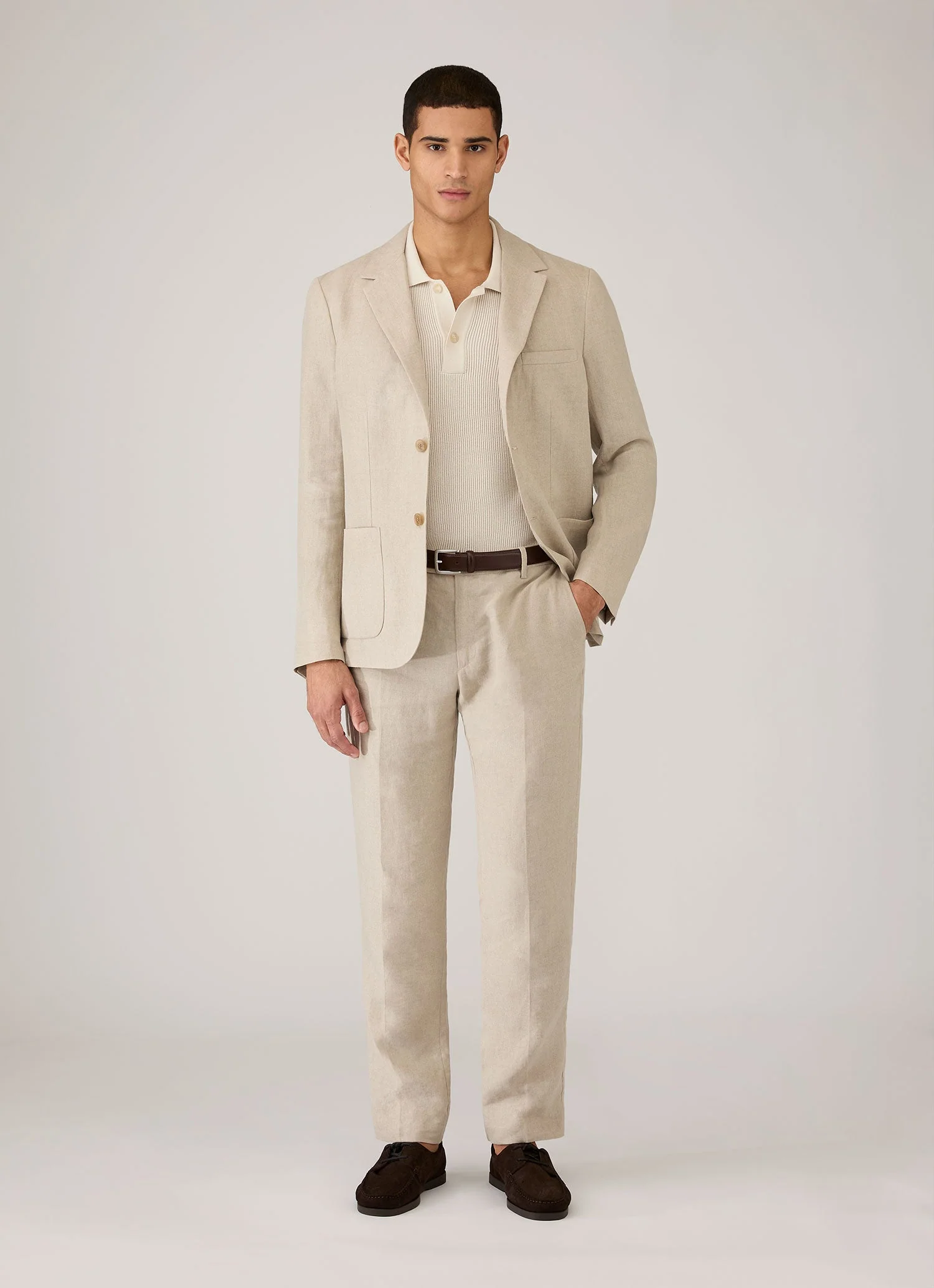 Men's Linen Blazer in Sand - Image 3