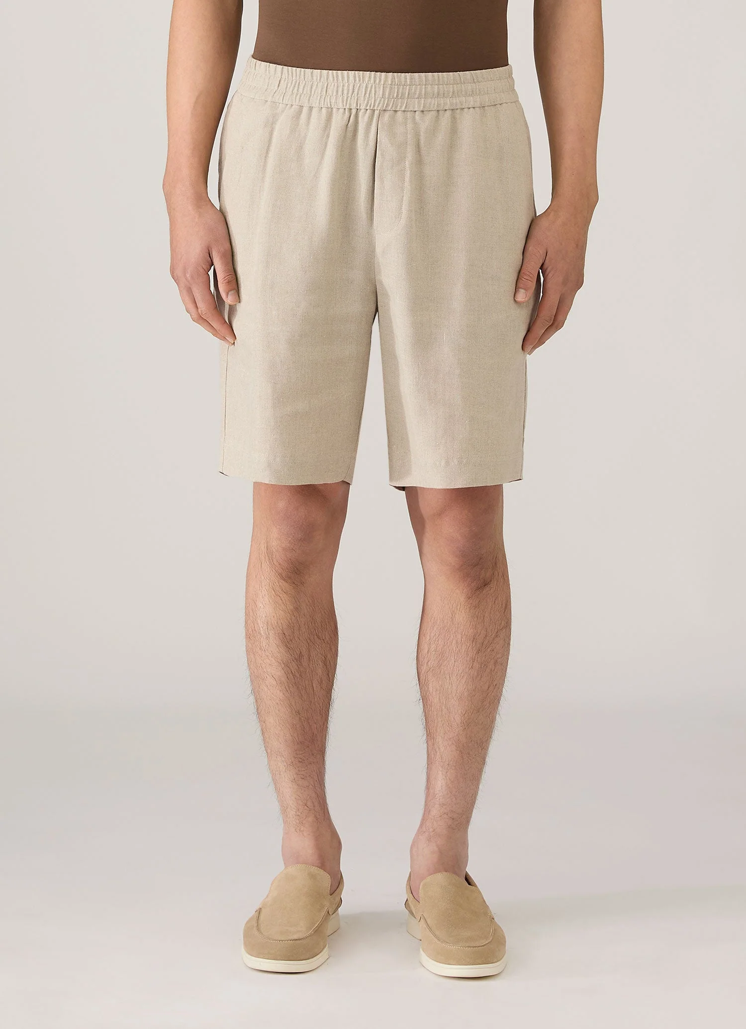 Men's Linen Drawstring Short in Sand - Image 2