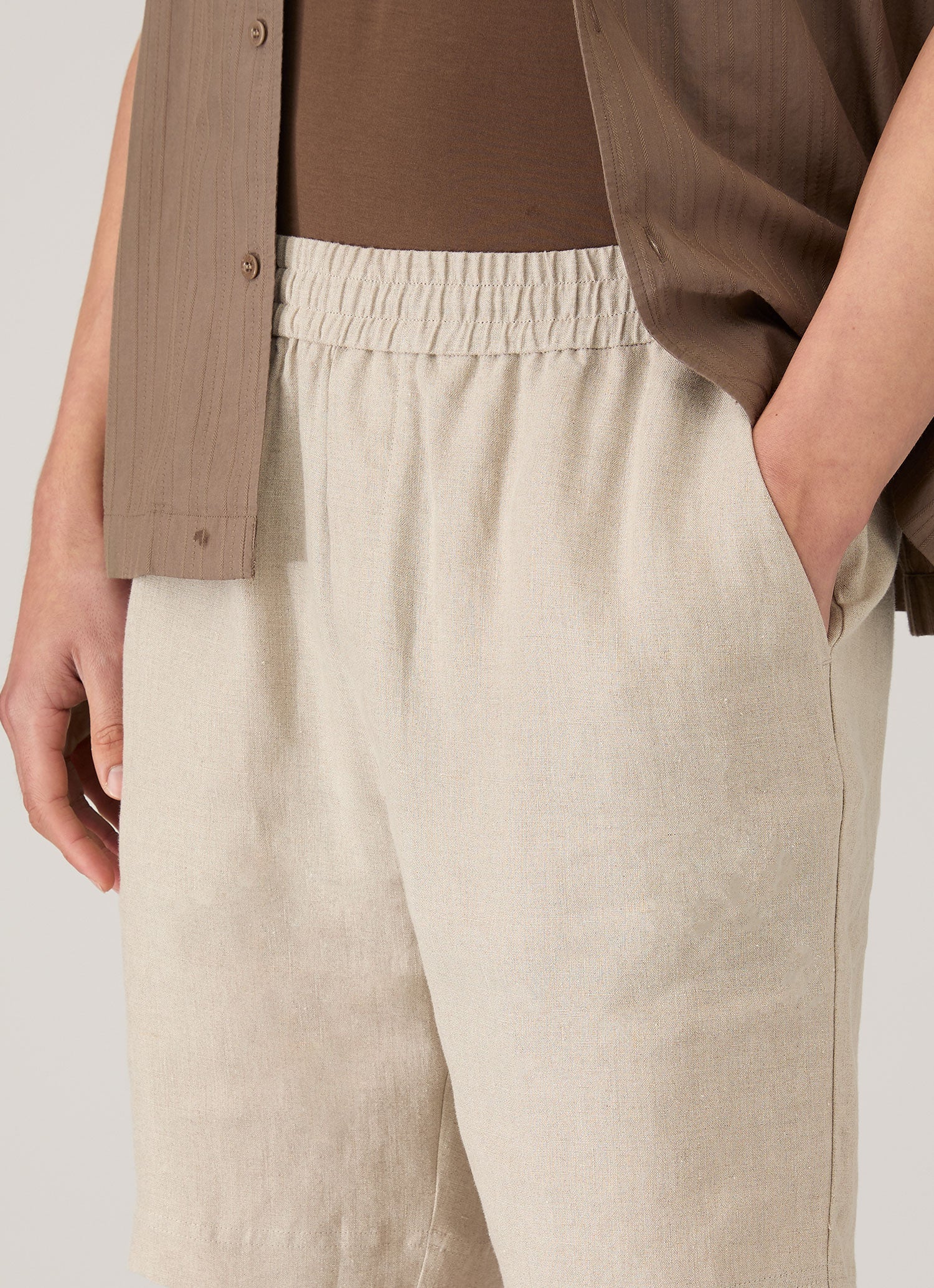 Men's Linen Drawstring Short in Sand - Image 6