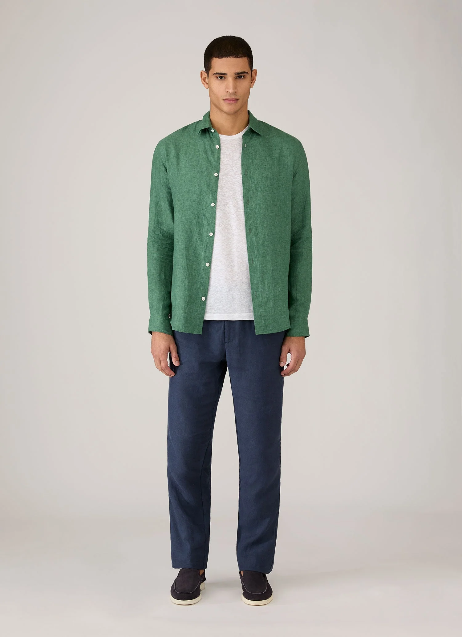 Men's Linen Drawstring Trouser in Light Navy - Image 3