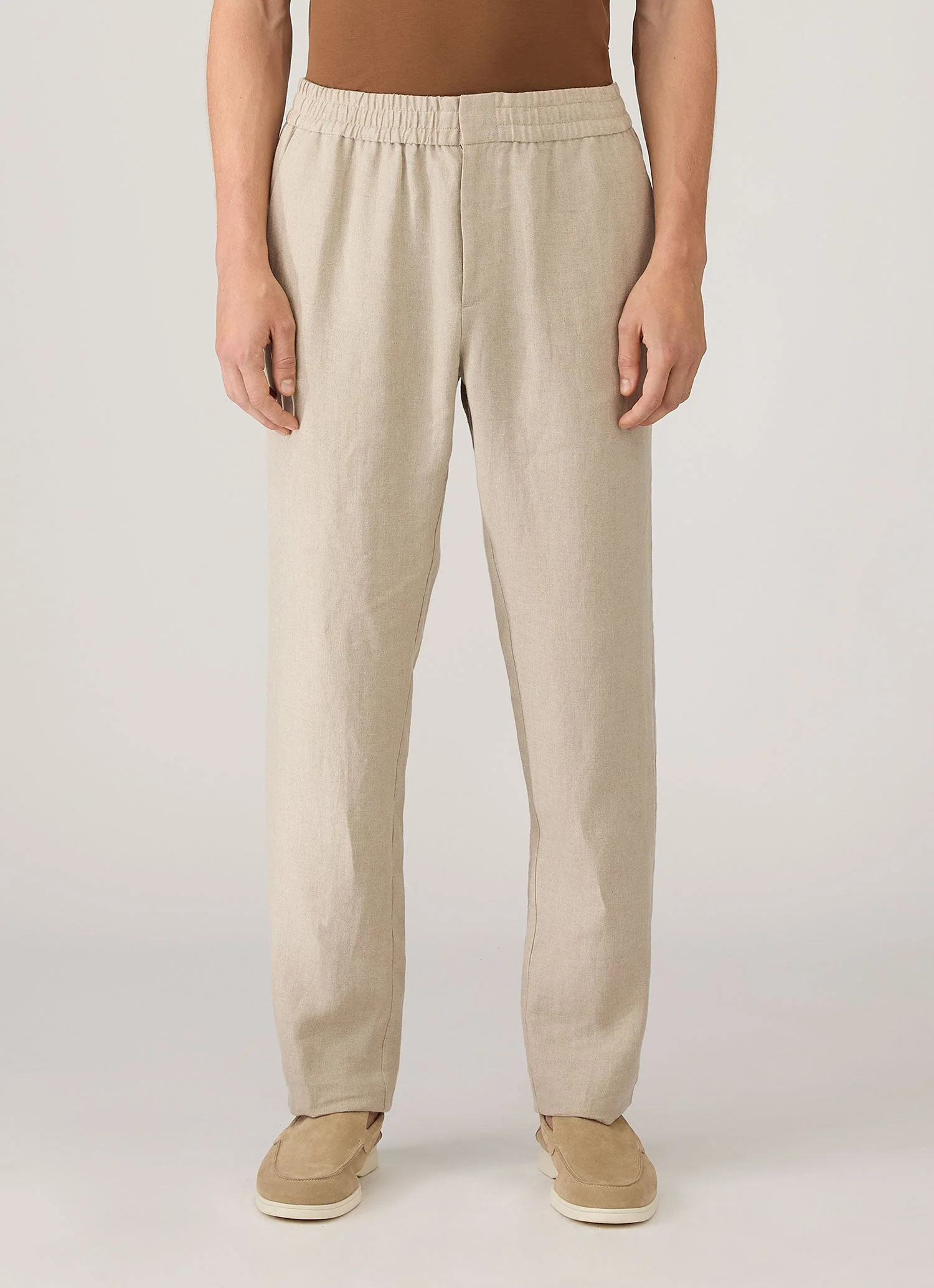 Men's Linen Drawstring Trouser in Sand - Image 2