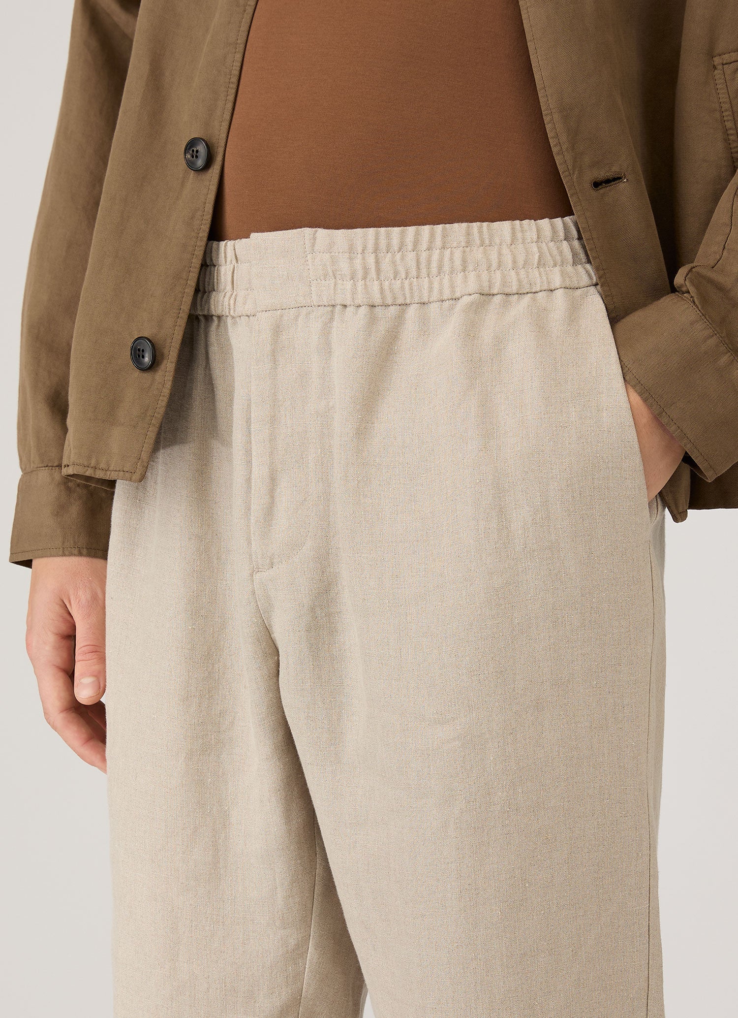 Men's Linen Drawstring Trouser in Sand - Image 6