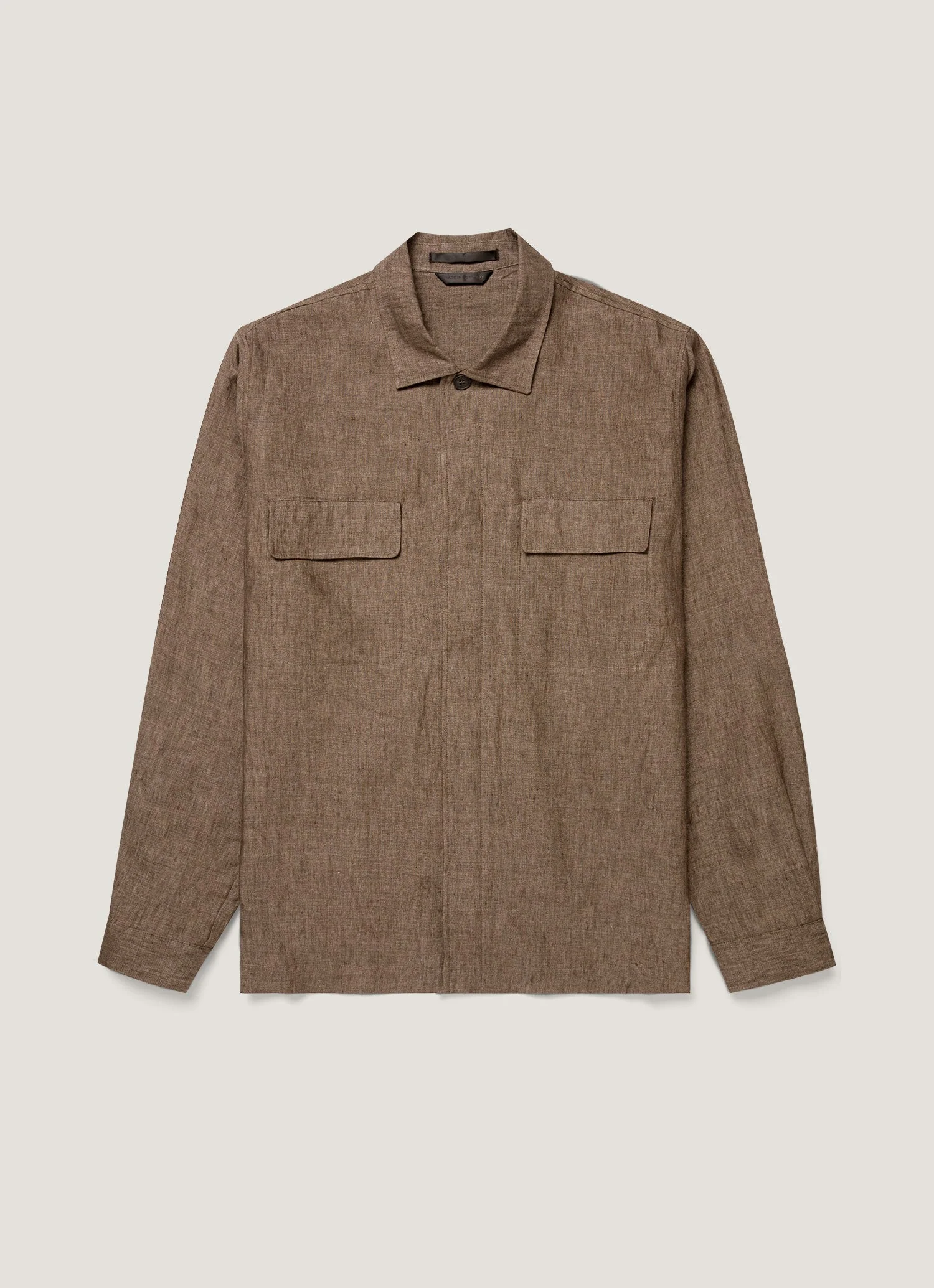 Men's Linen Overshirt in Dark Walnut