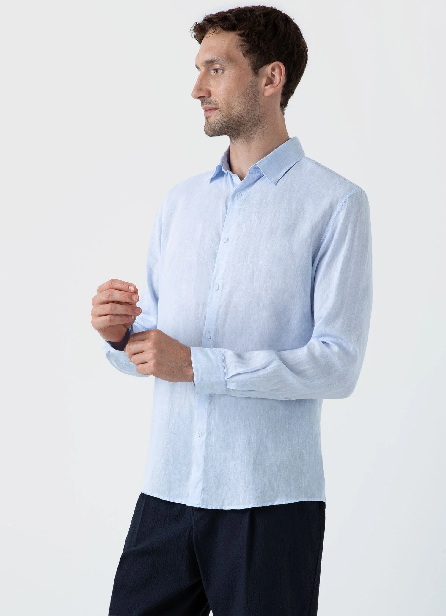 Men's Linen Shirt in Light Blue - Image 2