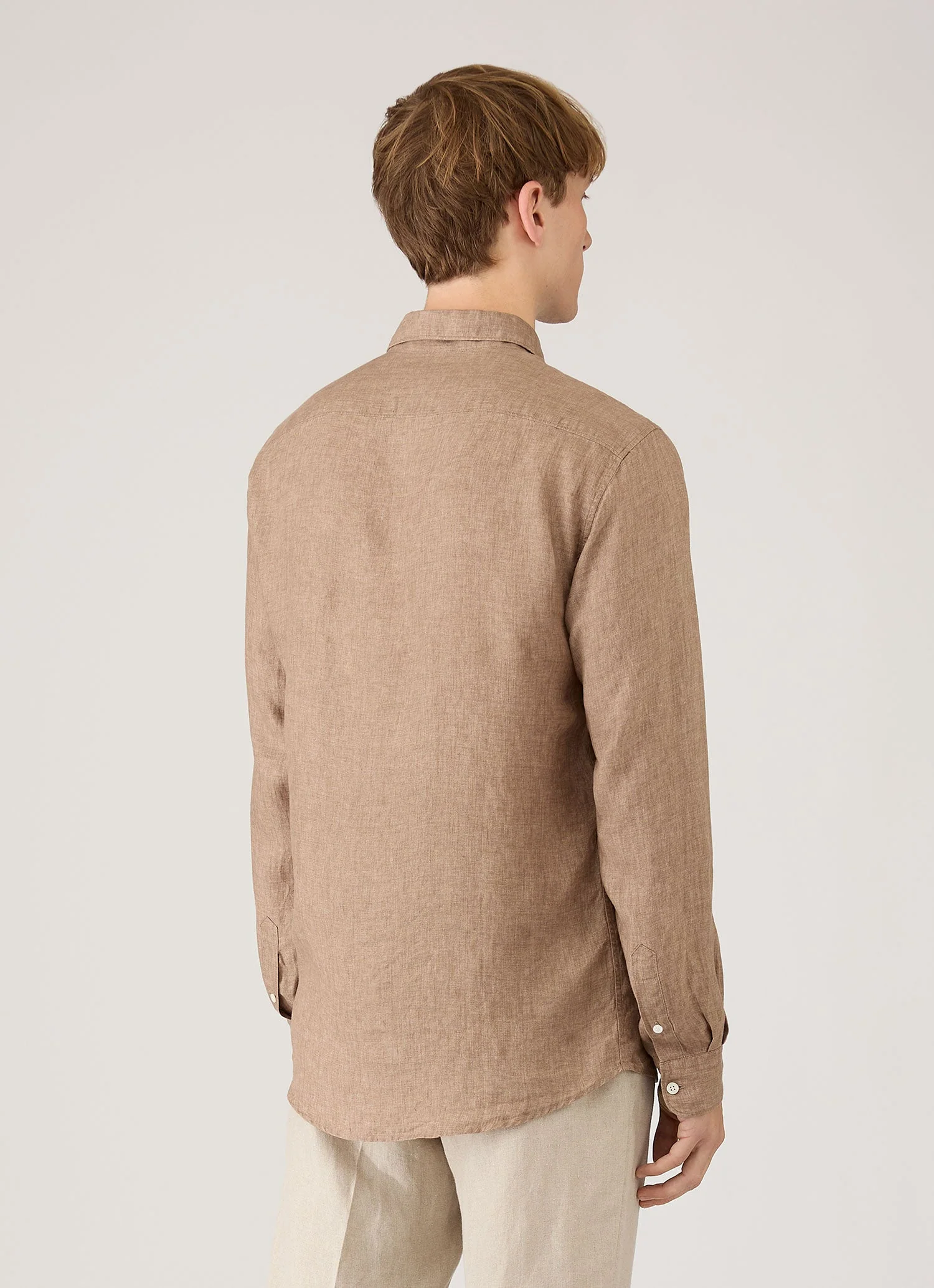 Men's Linen Shirt in Walnut - Image 5