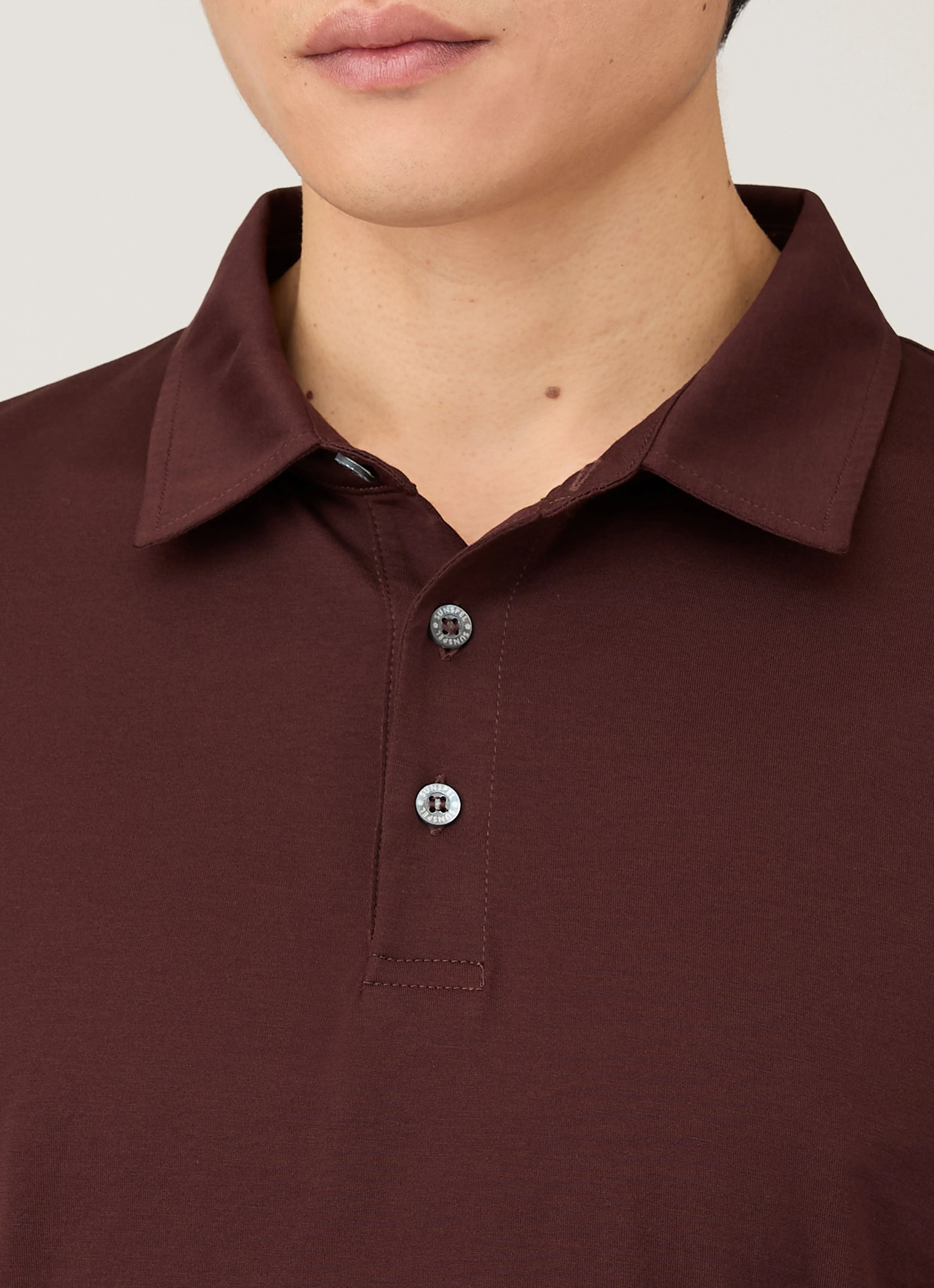 Men's Long Sleeve Classic Jersey Polo Shirt in Bakelite - Image 6