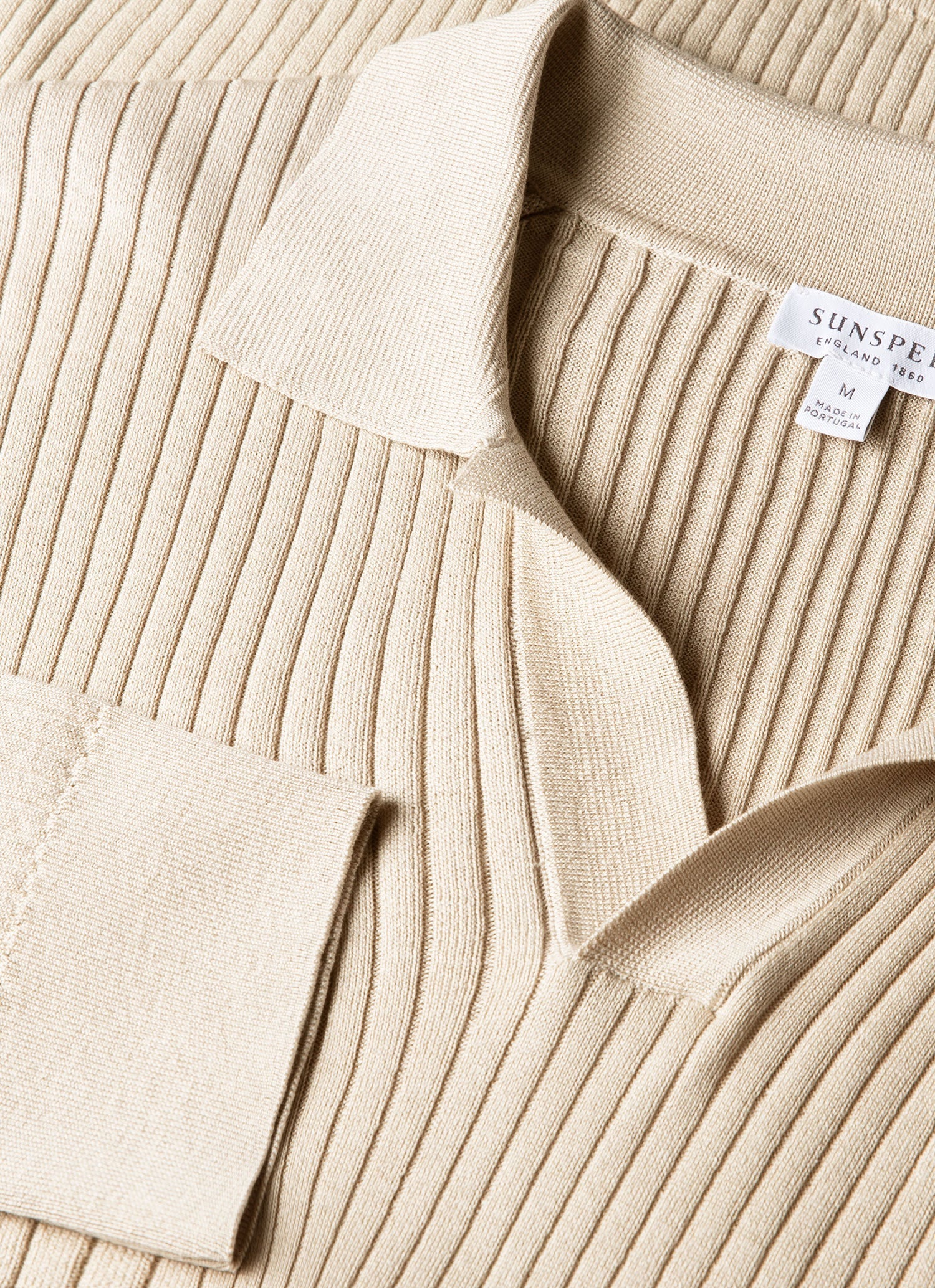 Men's Long Sleeve Fine Rib Silk Cotton Polo in Hazelwood - Image 4
