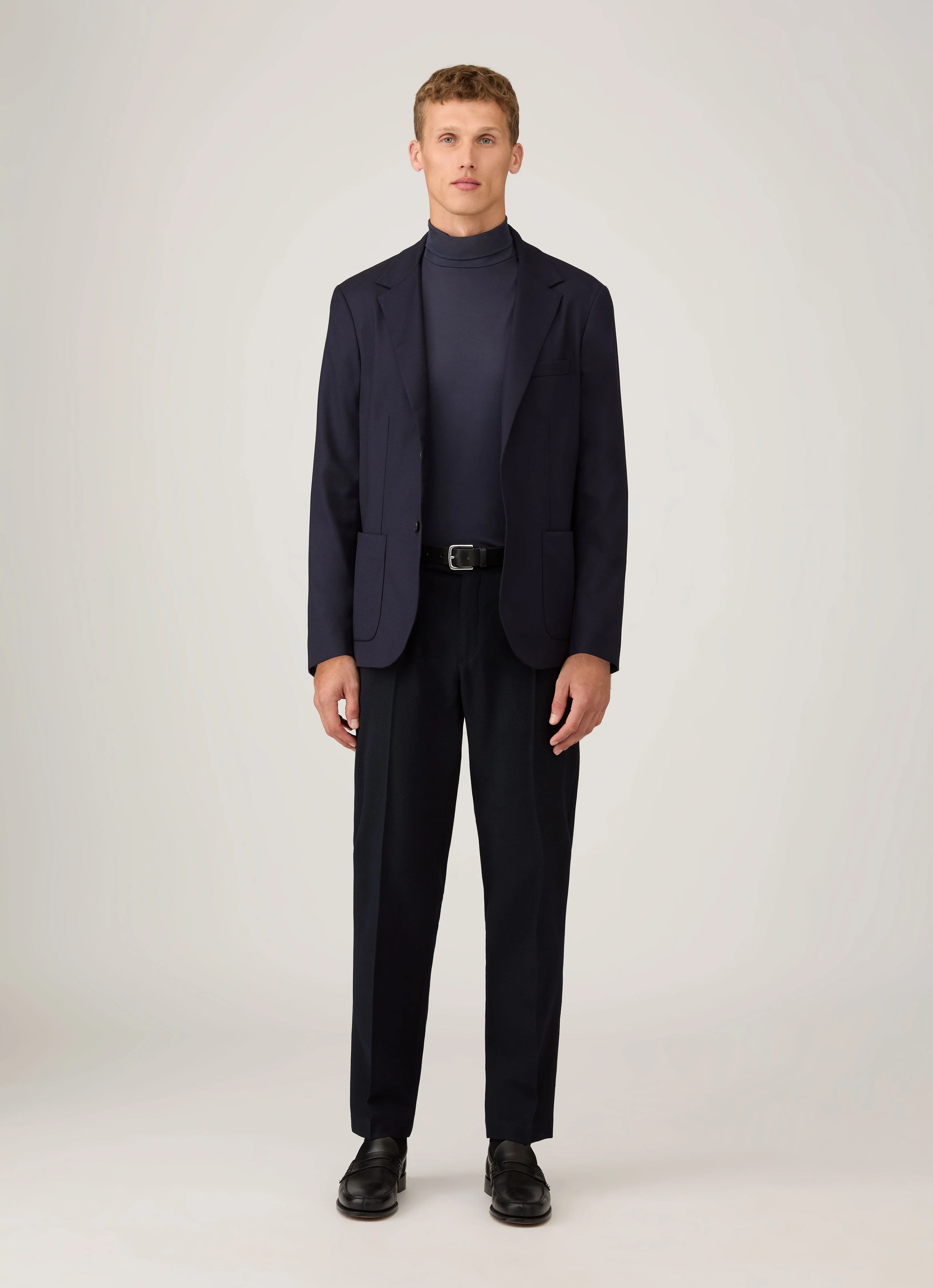 Men's Long Sleeve Roll Neck in Navy - Image 3
