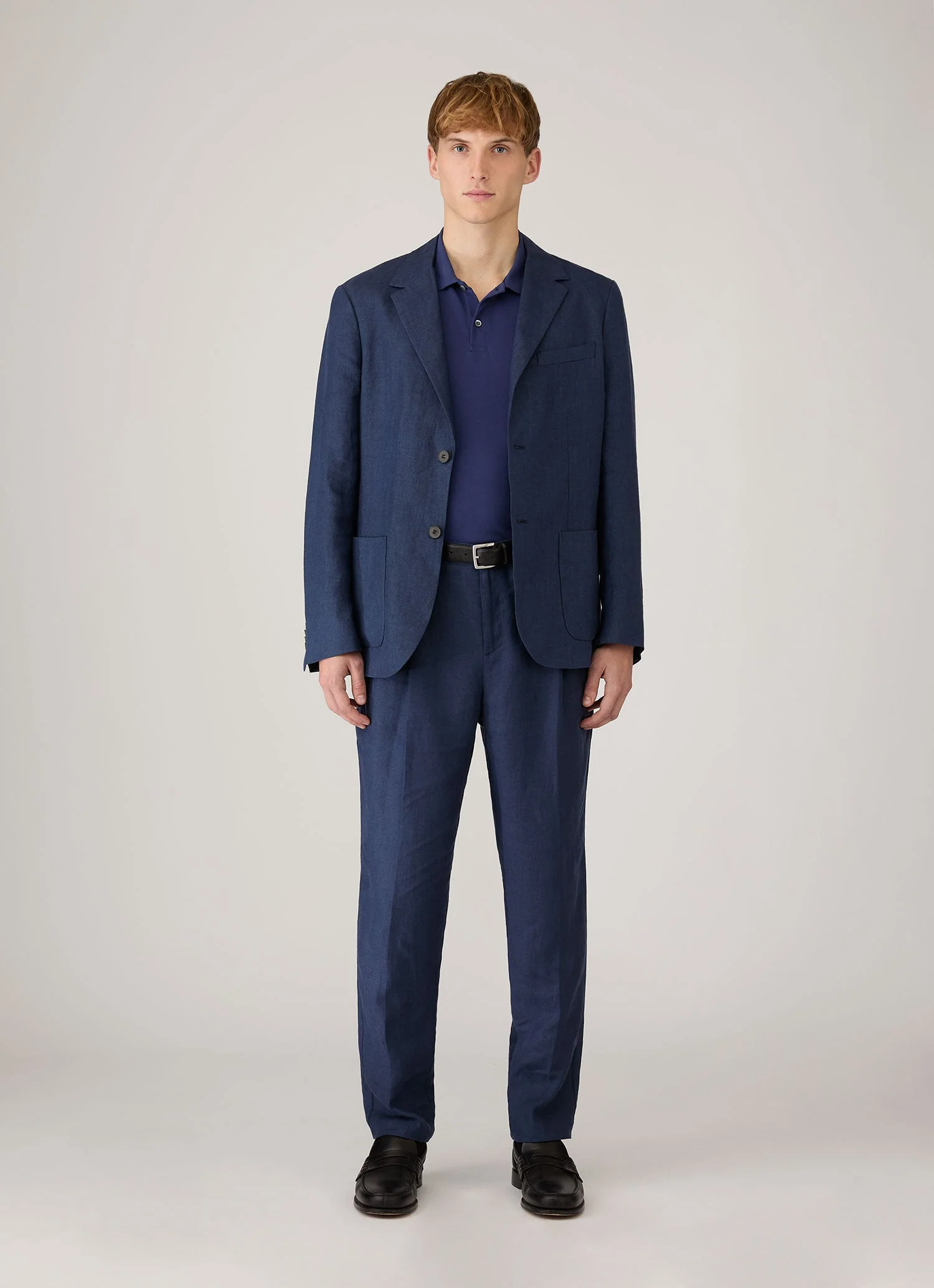 Men's Piqué Polo Shirt in Ink Blue - Image 3