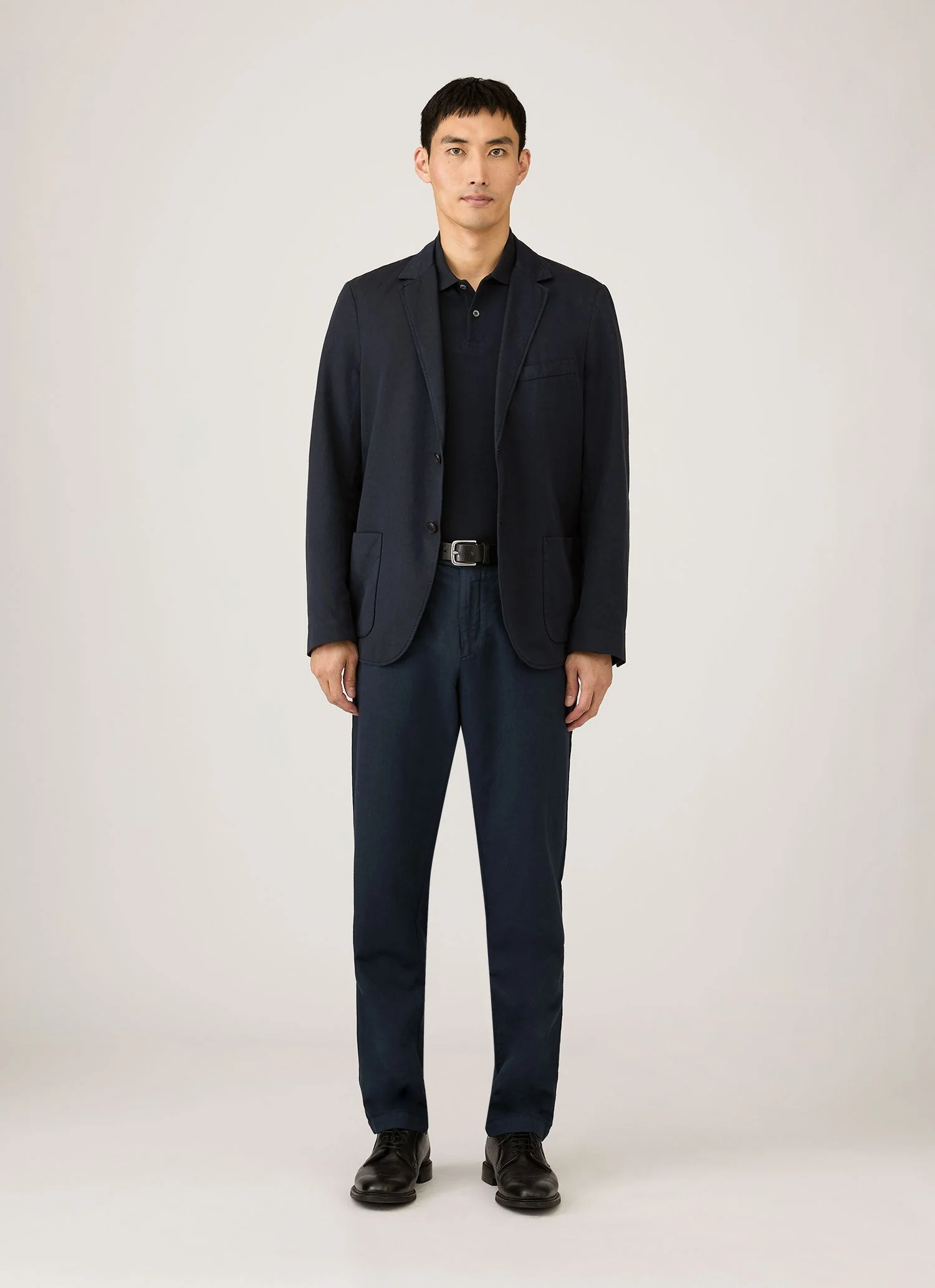 Men's Piqué Polo Shirt in Midnight Navy - Image 3