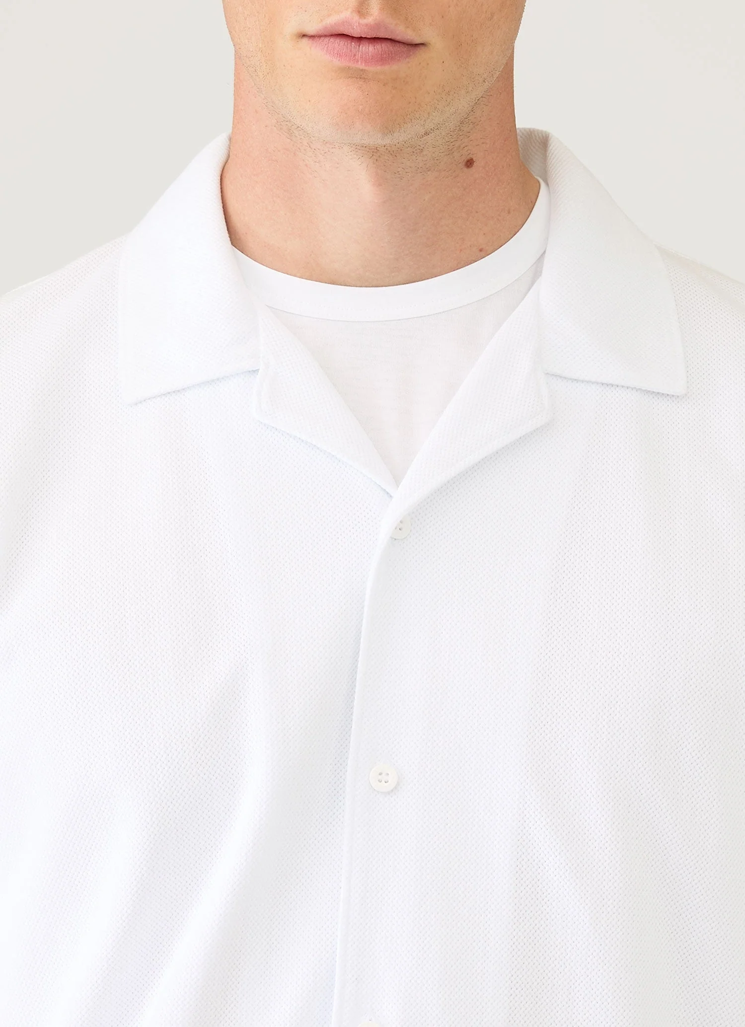 Men's Riviera Camp Collar Shirt in White - Image 6