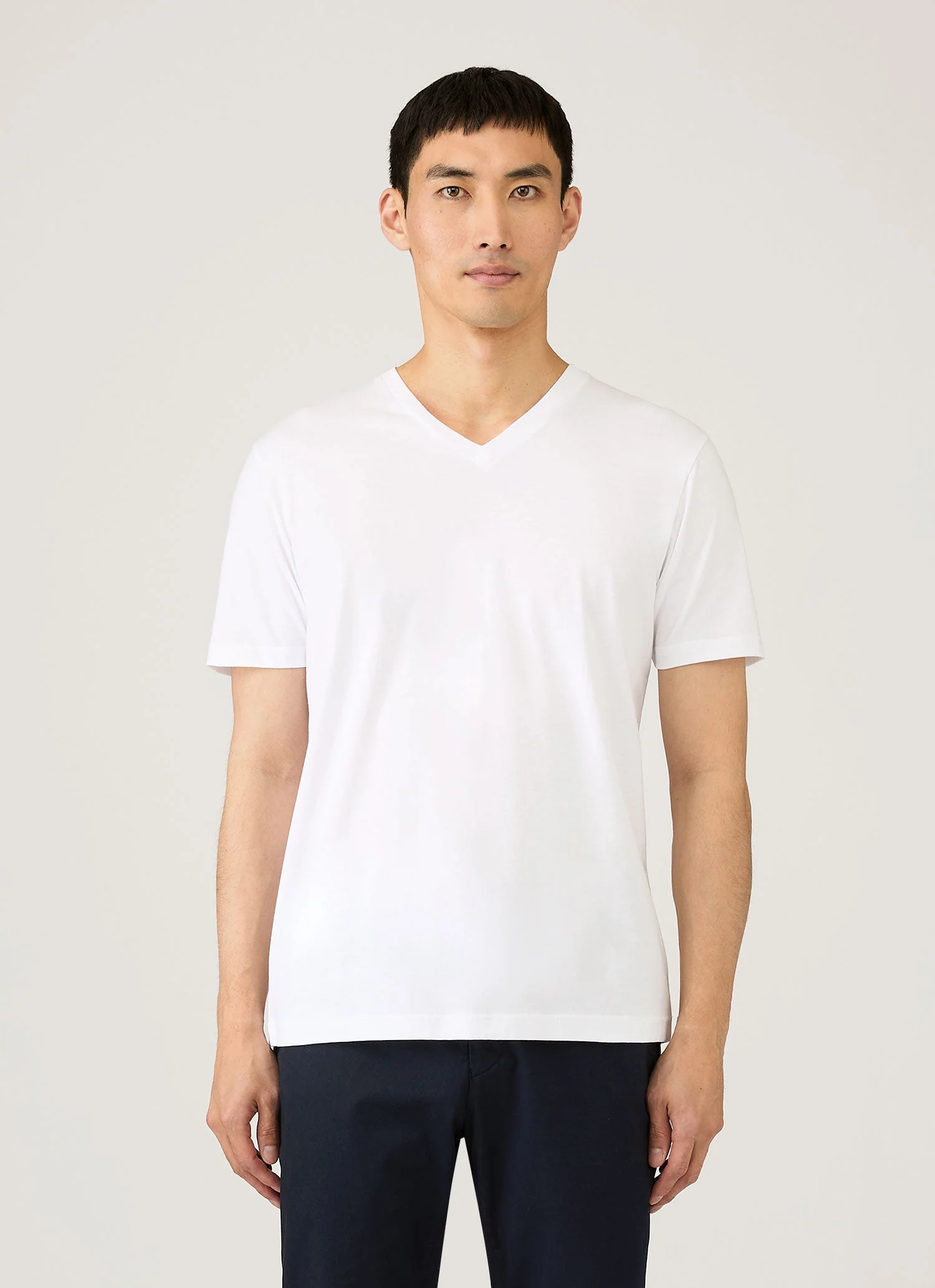 Men's Riviera Midweight V‑neck T-shirt in White - Image 2