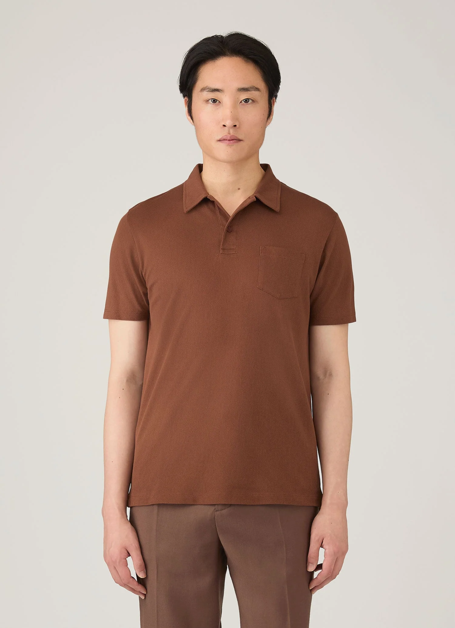 Men's Riviera Polo Shirt in Conker Brown - Image 2