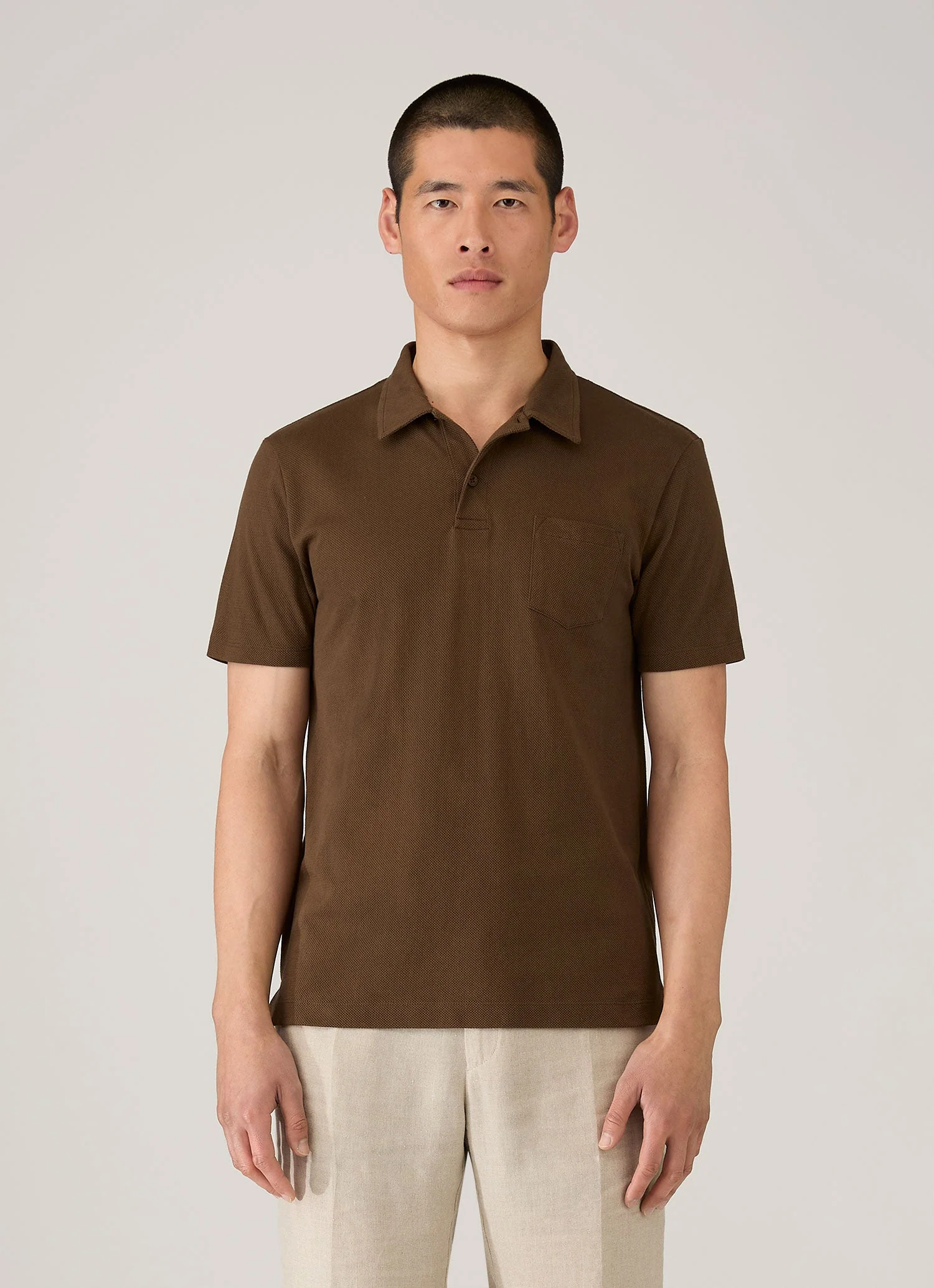 Men's Riviera Polo Shirt in Dark Walnut - Image 2