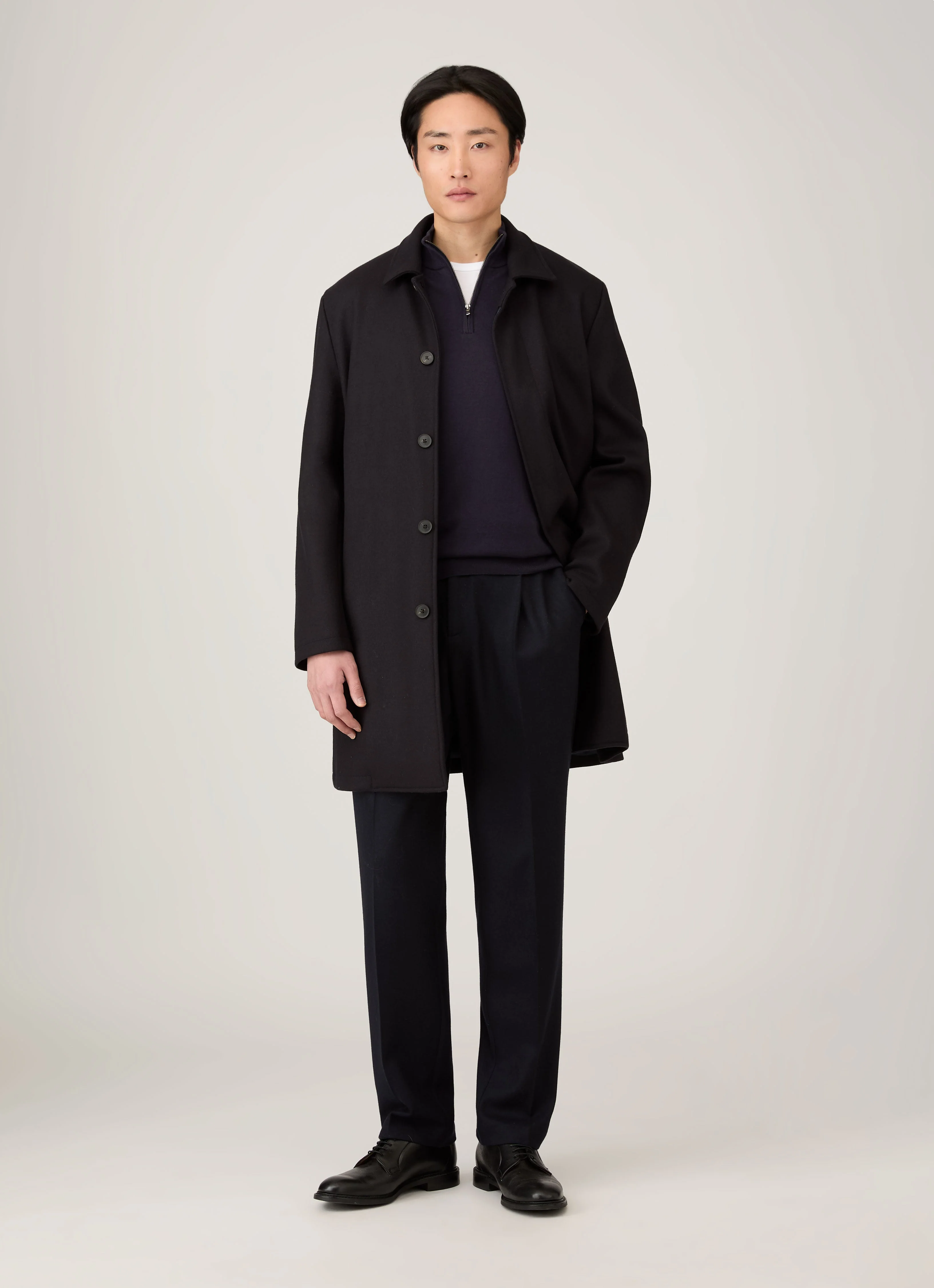 Men's Sea Island Cashmere Half Zip in Midnight Navy - Image 3