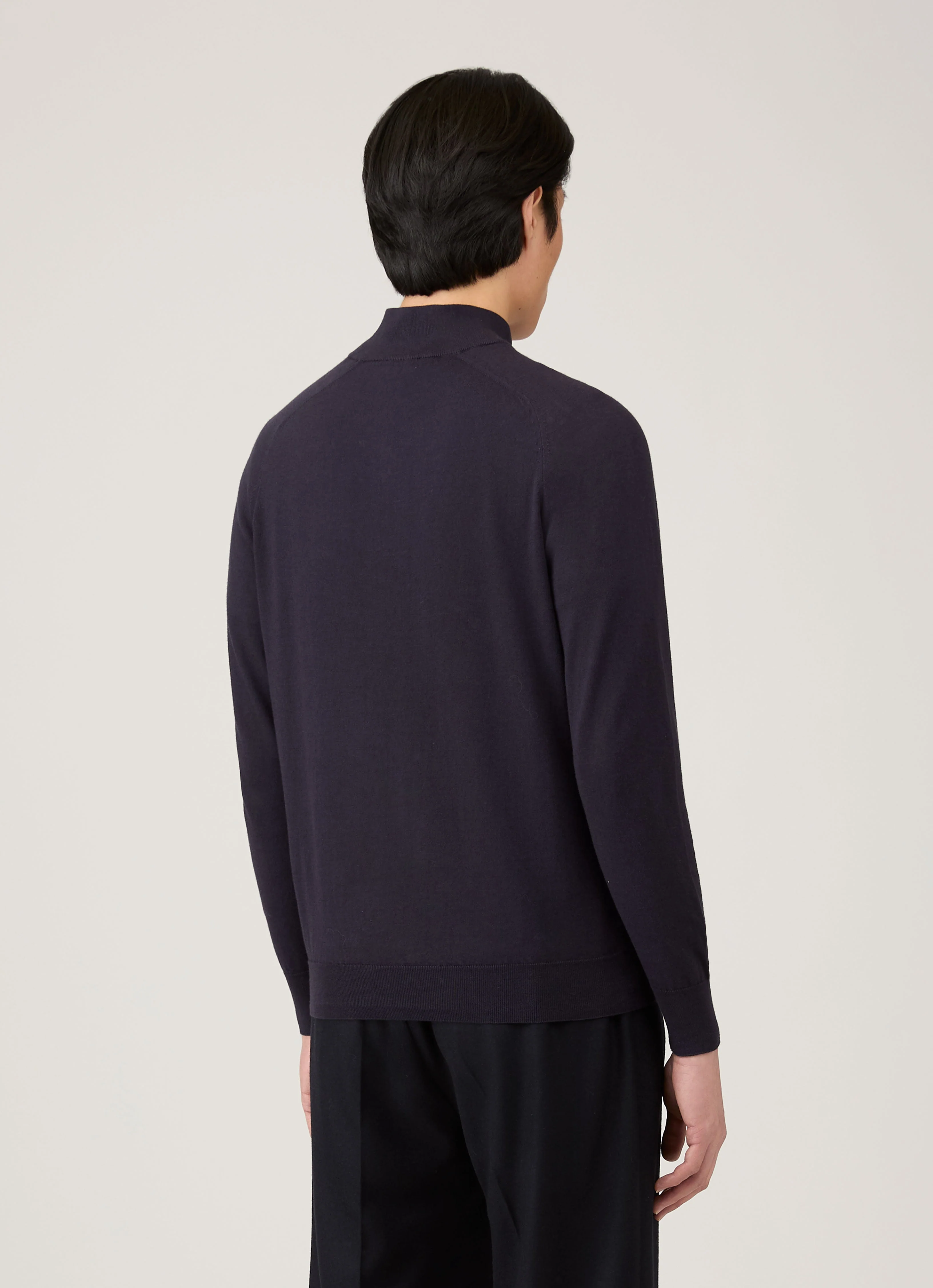Men's Sea Island Cashmere Half Zip in Midnight Navy - Image 5