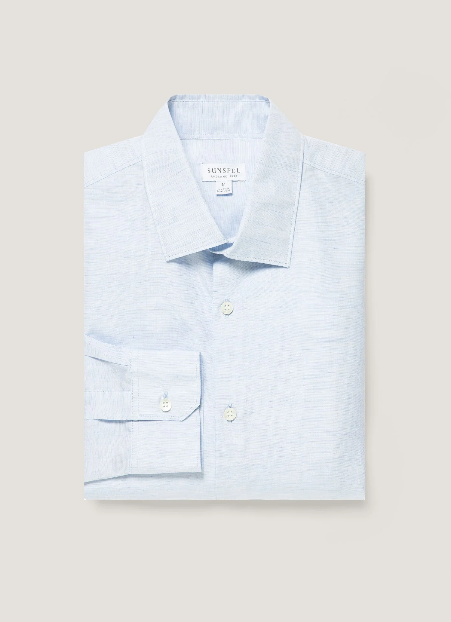 Men's Sea Island Cotton Linen Shirt in Light Blue - Image 4
