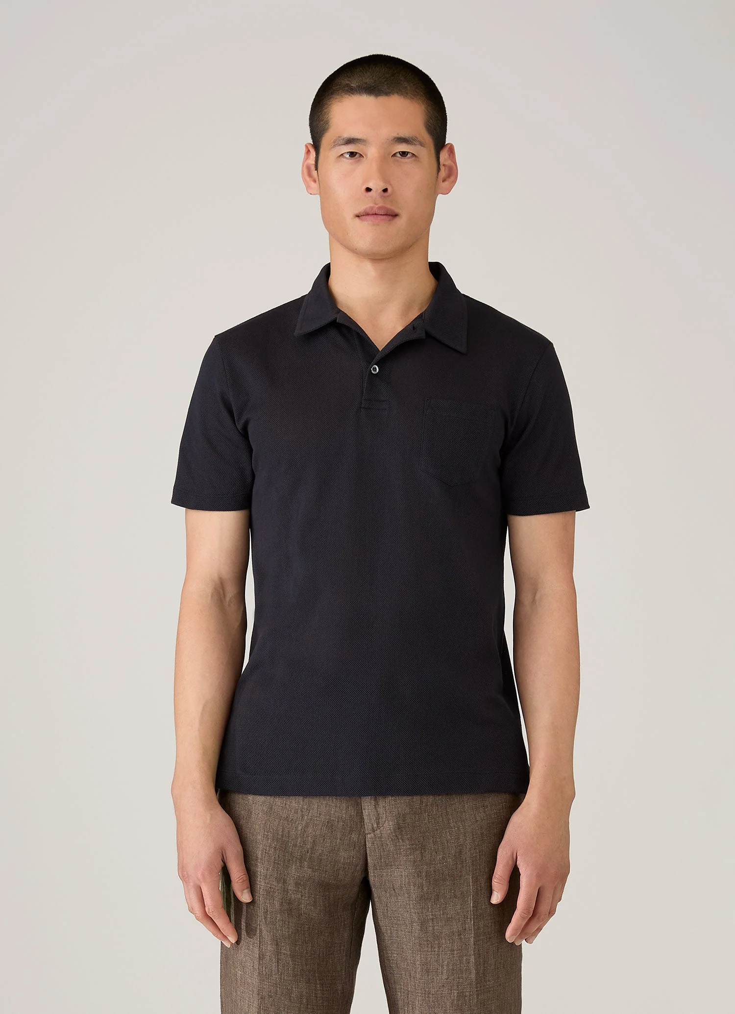 Men's Sea Island Cotton Riviera Polo Shirt in Midnight Navy - Image 2