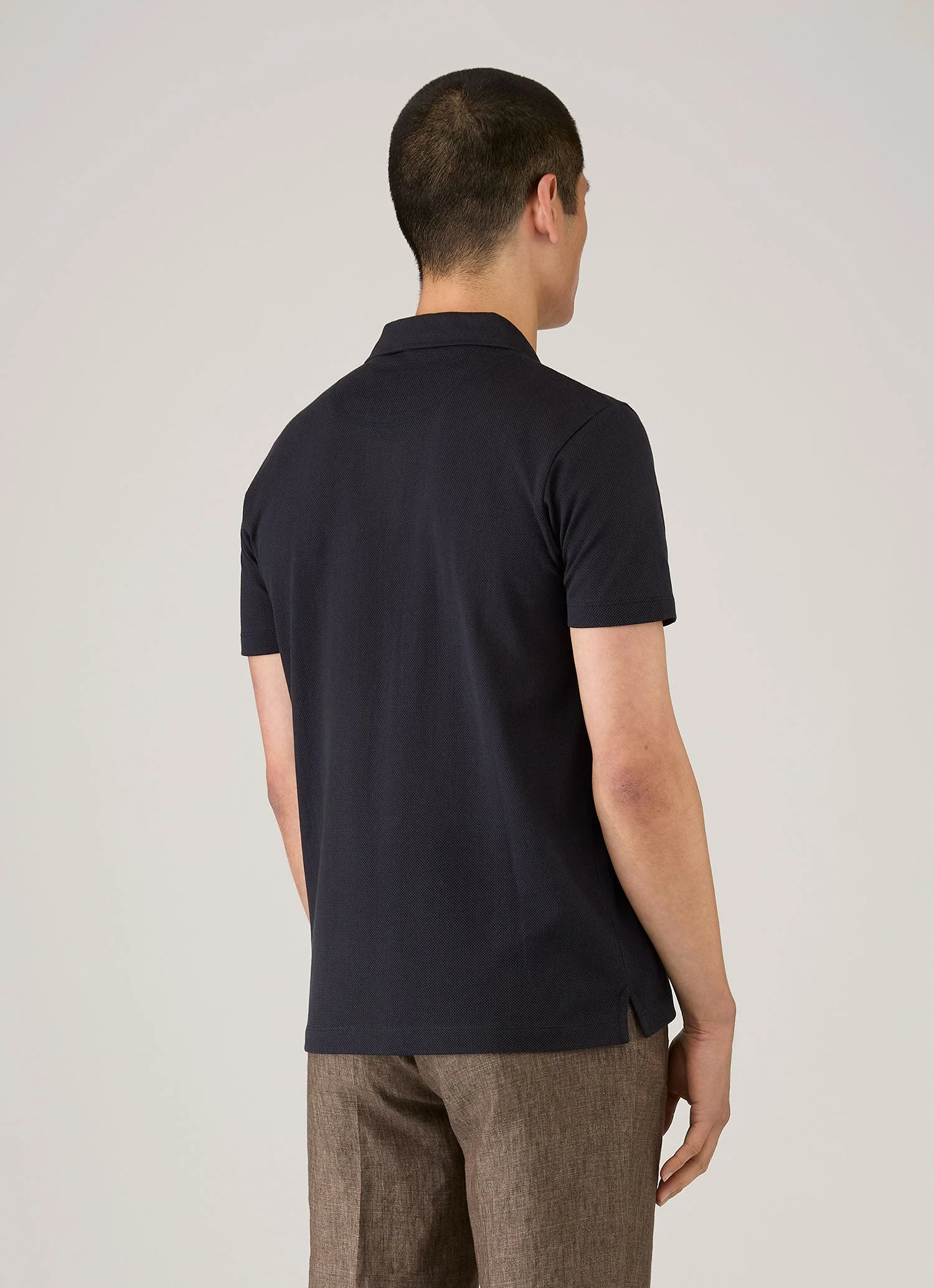 Men's Sea Island Cotton Riviera Polo Shirt in Midnight Navy - Image 5