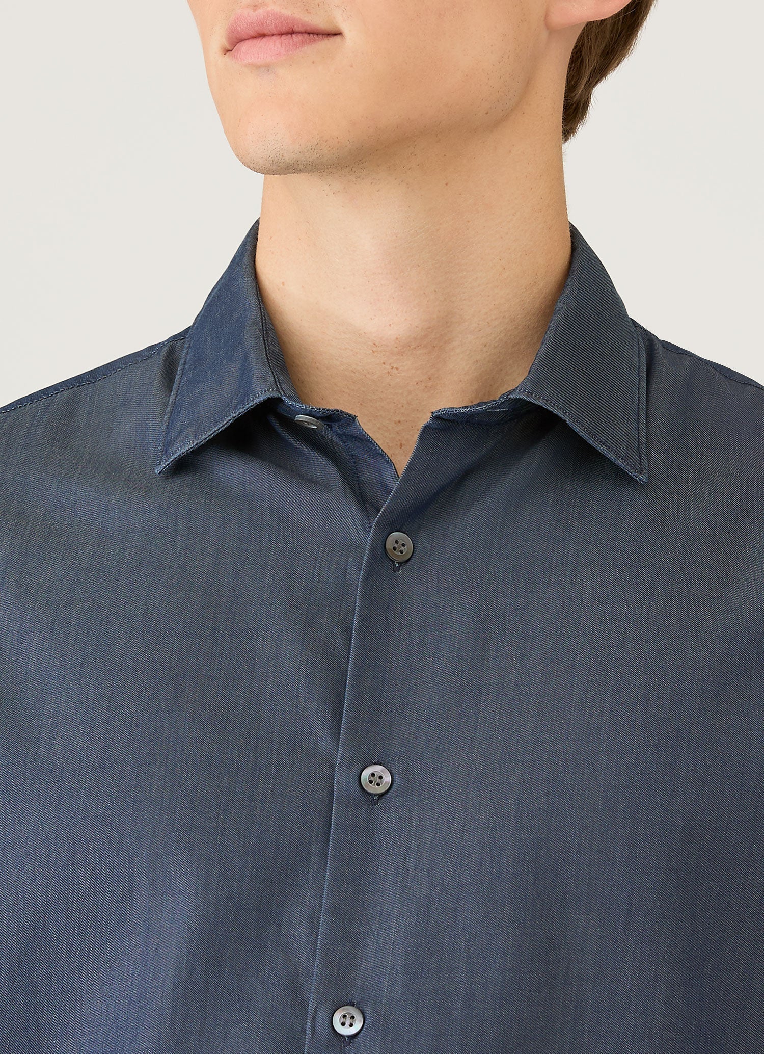 Men's Sea Island Cotton Shirt  in Indigo - Image 6