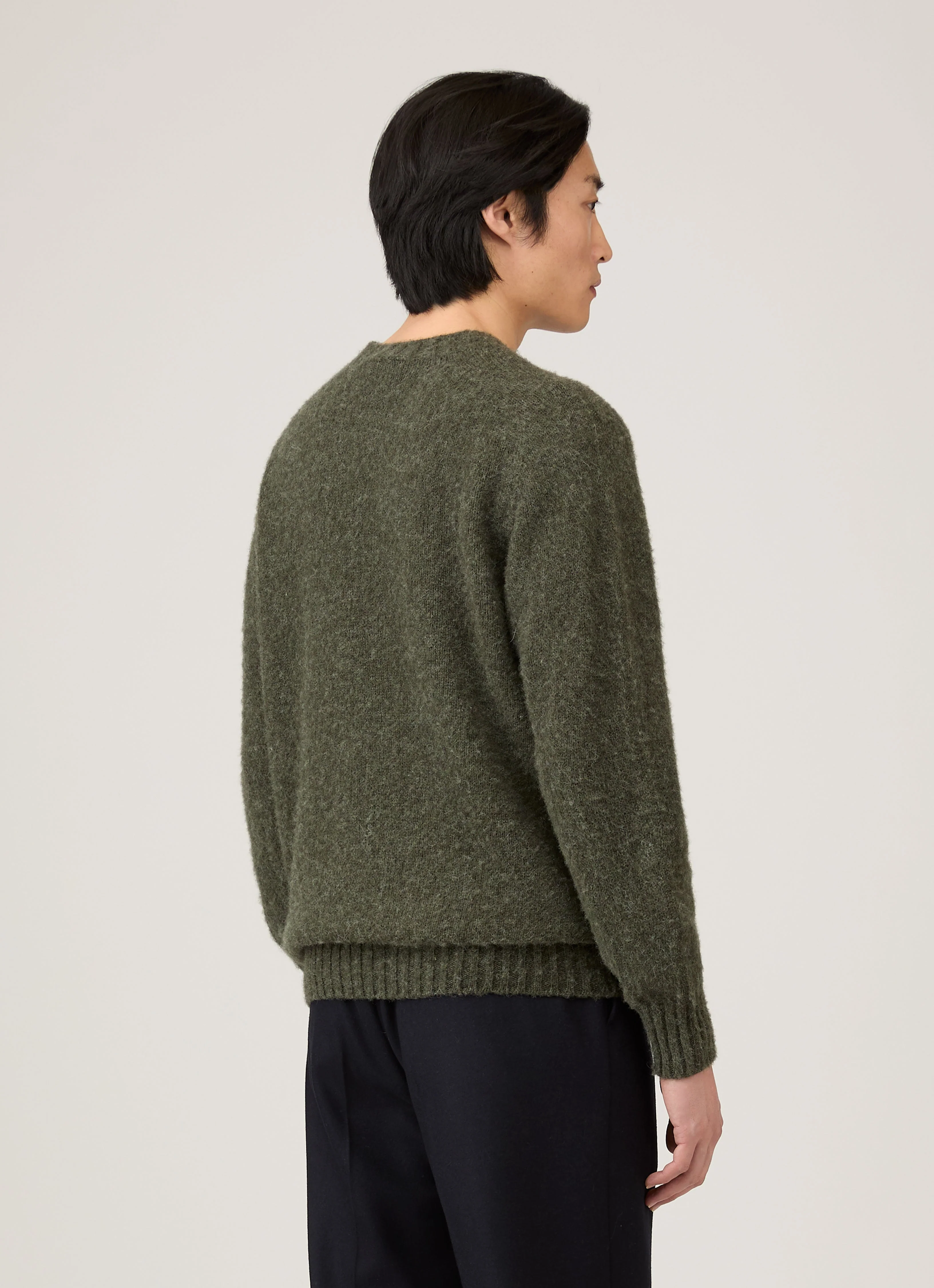 Men's Shetland Crew Neck Jumper in Sea Moss - Image 5