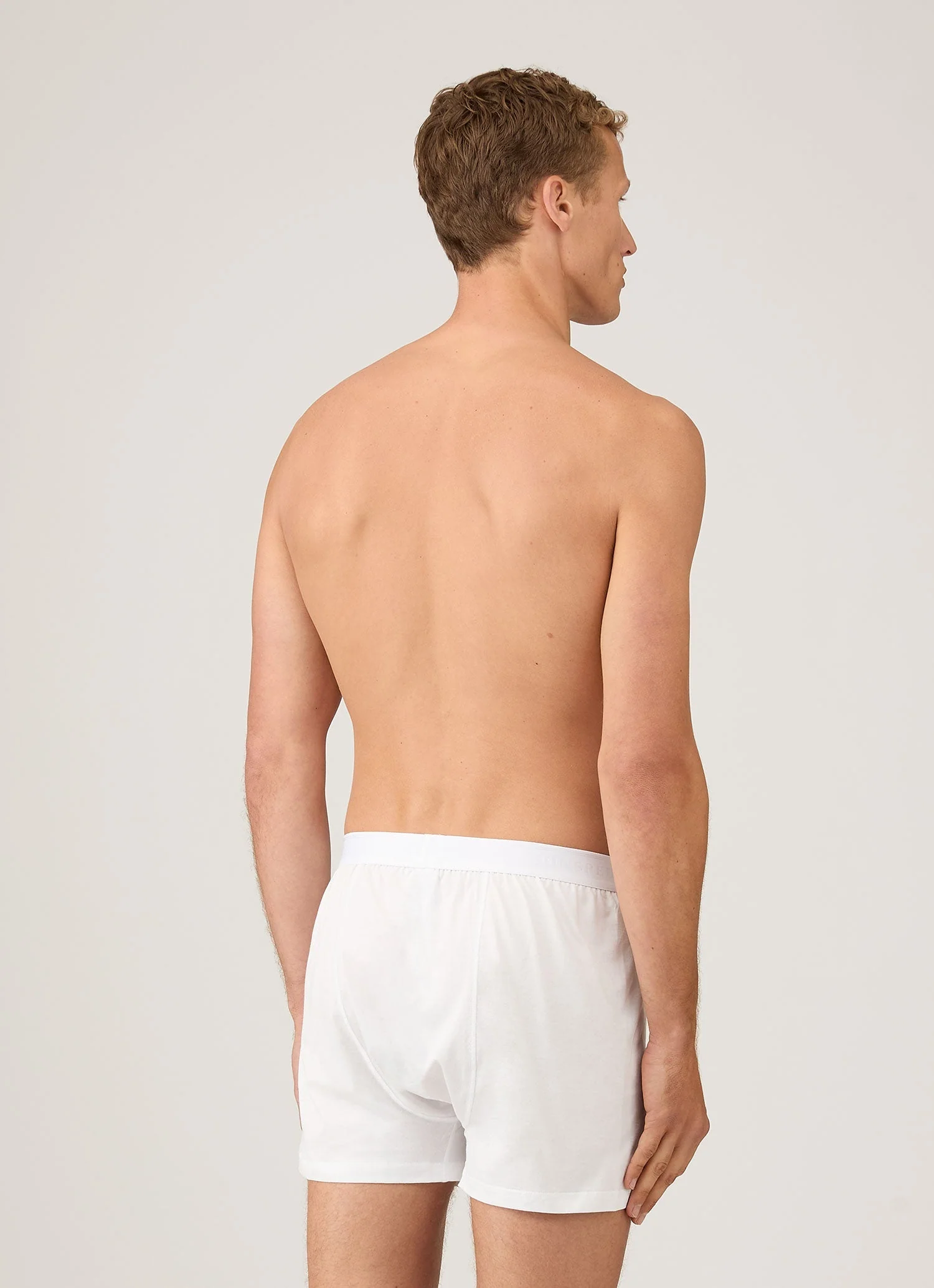 Men's Superfine Cotton One-Button Boxer Short in White - Image 3