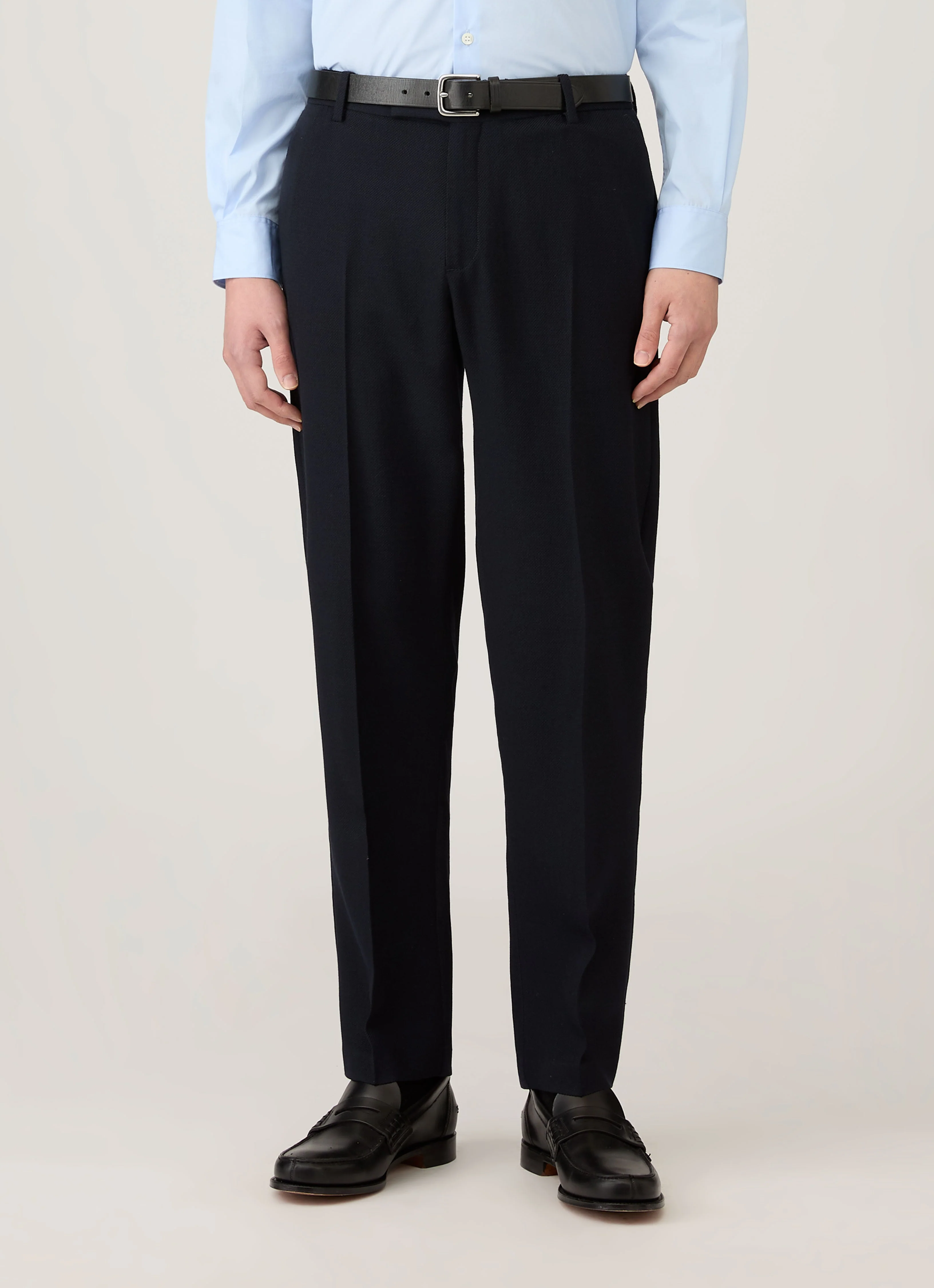 Men's Textured Wool Trouser in Navy - Image 2