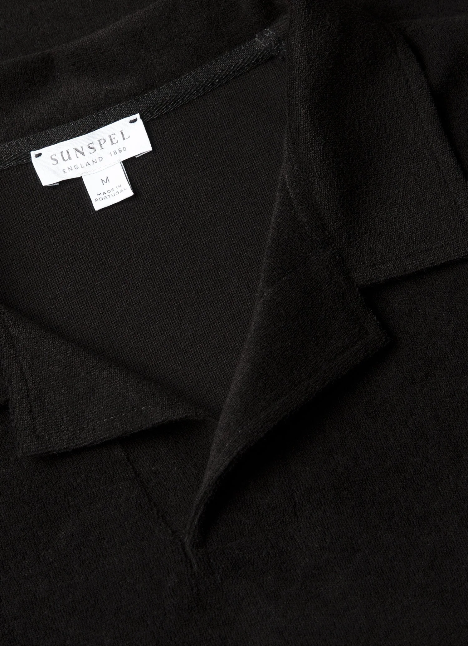 Men's Towelling Polo Shirt in Black - Image 4